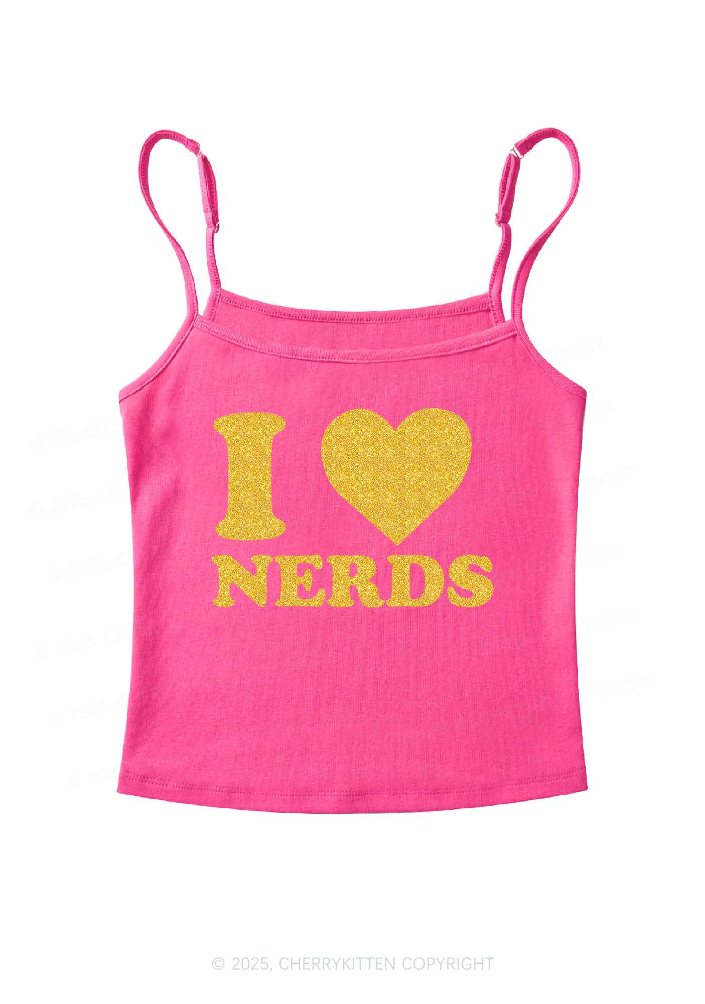 Glitter I Love Nerds Y2K Spaghetti Strap Cami Cherrykitten - Image 6