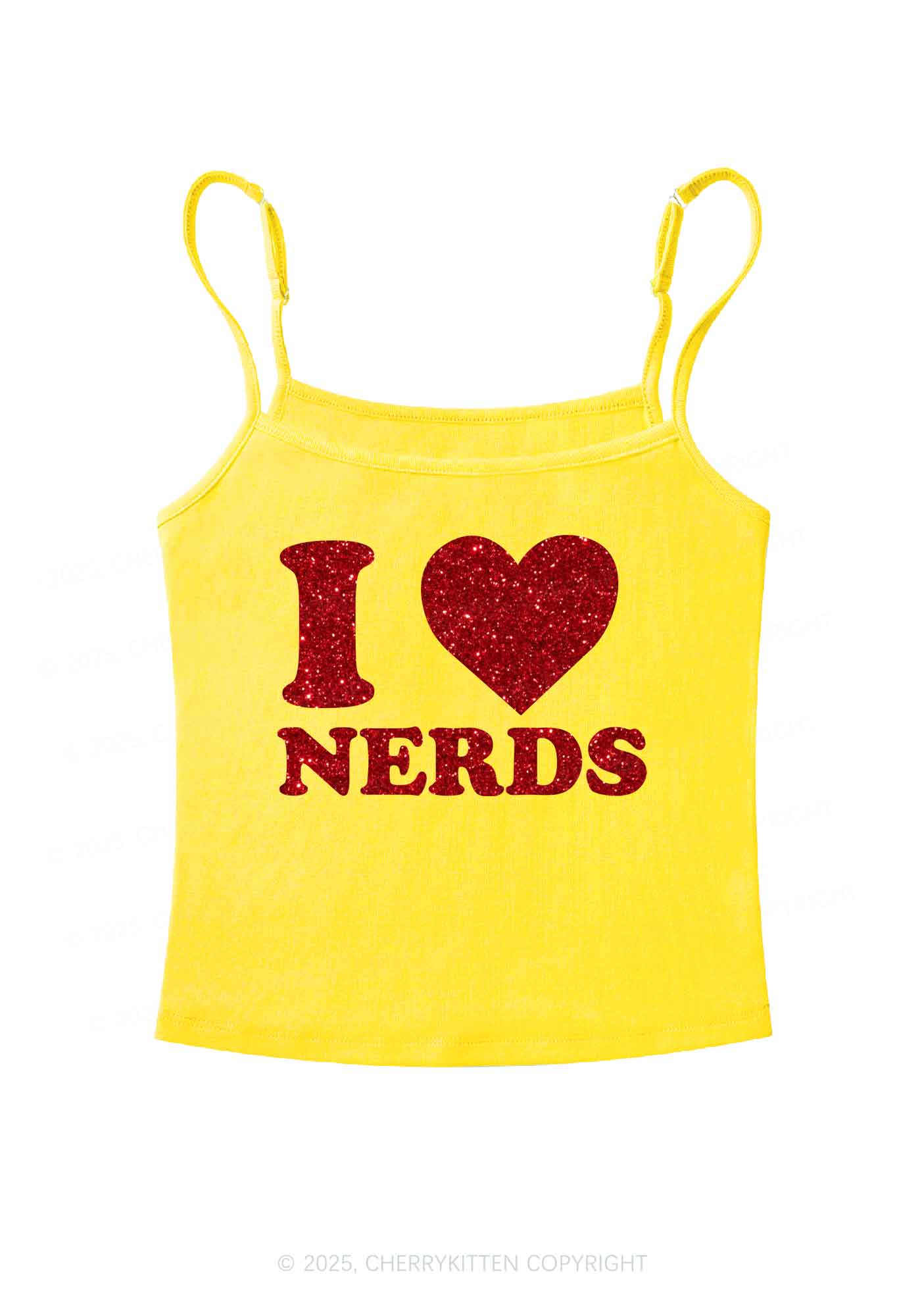 Glitter I Love Nerds Y2K Spaghetti Strap Cami Cherrykitten - Image 7