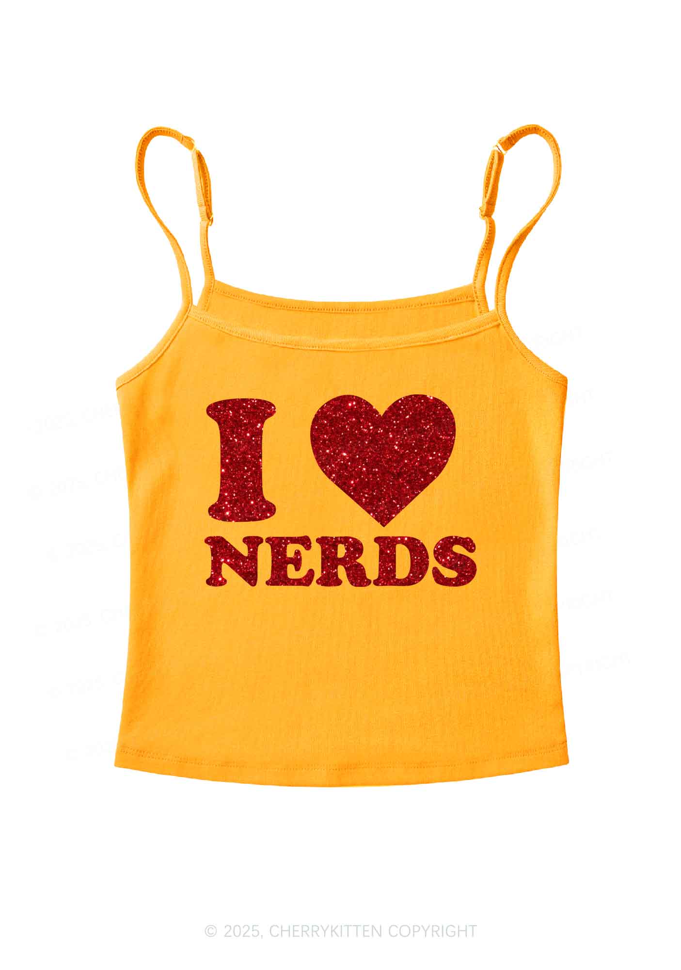 Glitter I Love Nerds Y2K Spaghetti Strap Cami Cherrykitten - Image 9