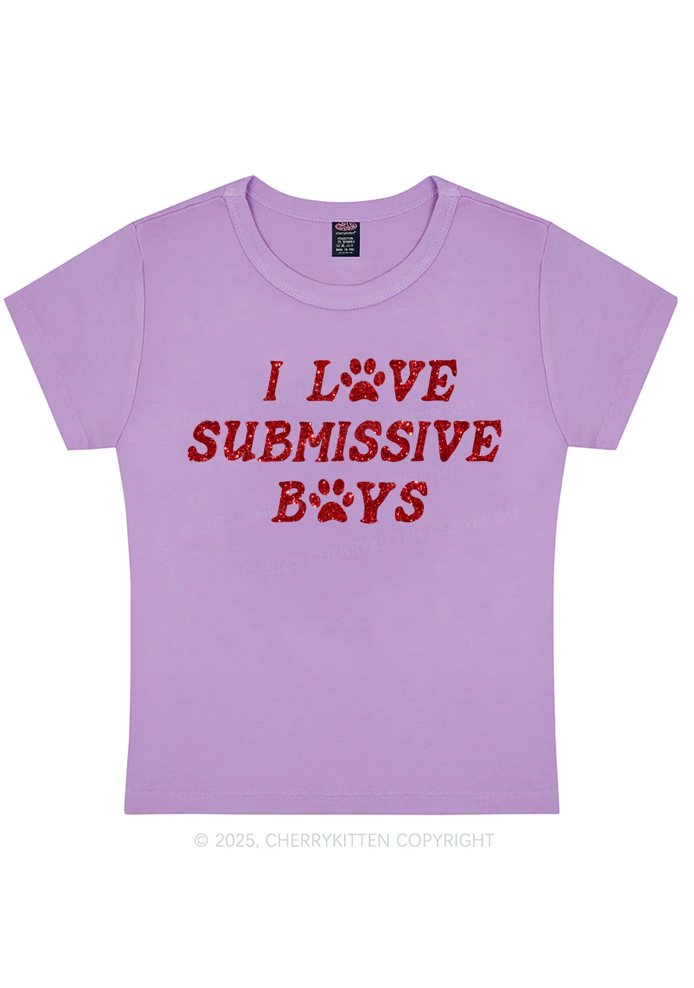Glitter I Love S Boys Y2K Baby Tee Cherrykitten - Image 10
