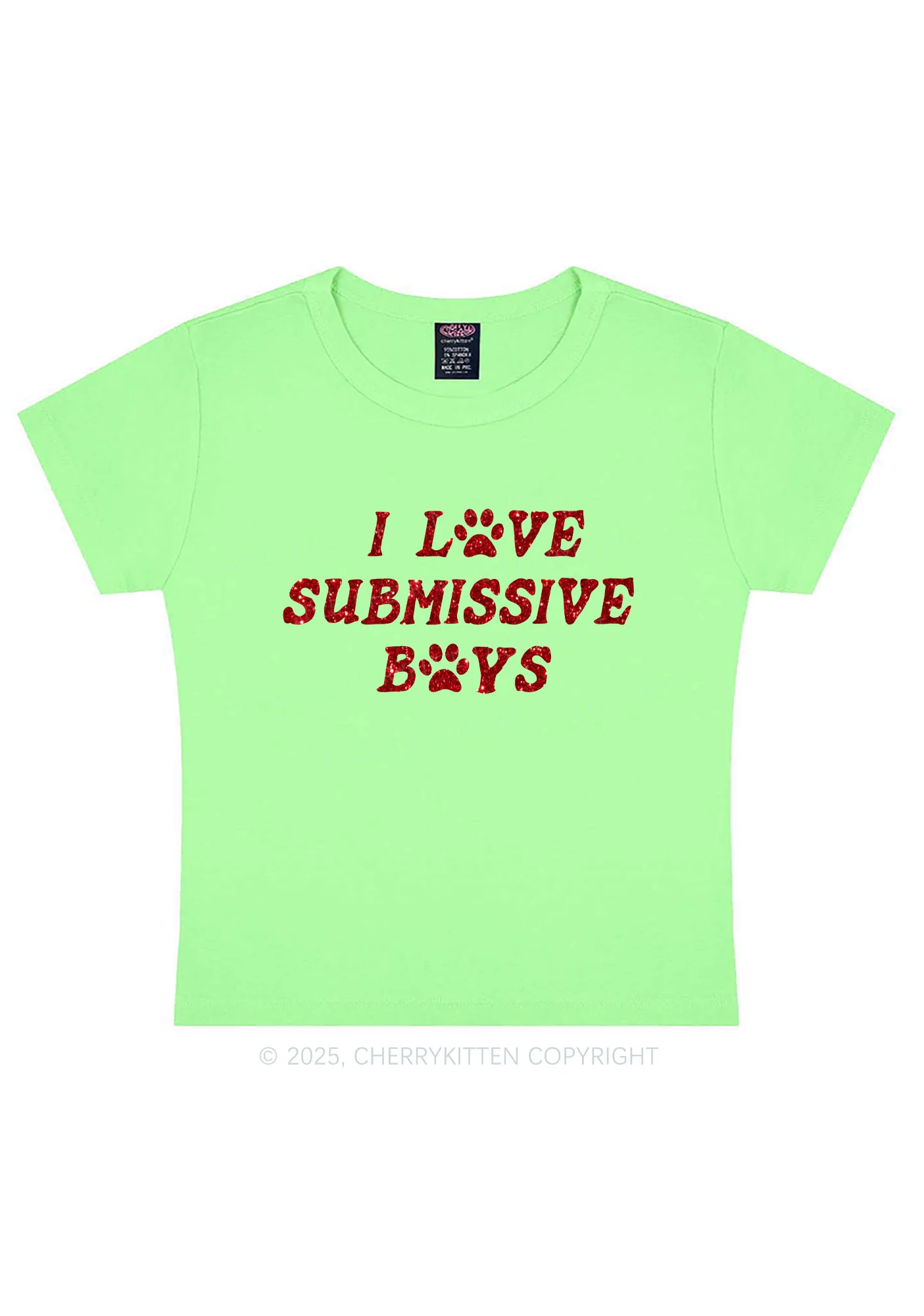 Glitter I Love S Boys Y2K Baby Tee Cherrykitten - Image 11