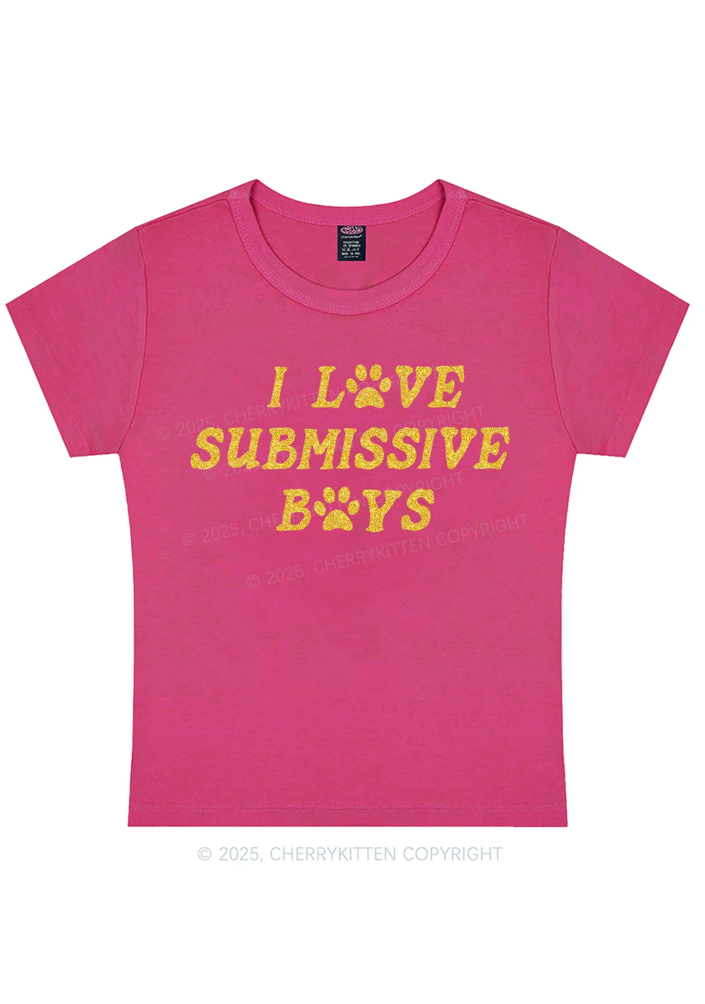 Glitter I Love S Boys Y2K Baby Tee Cherrykitten - Image 12