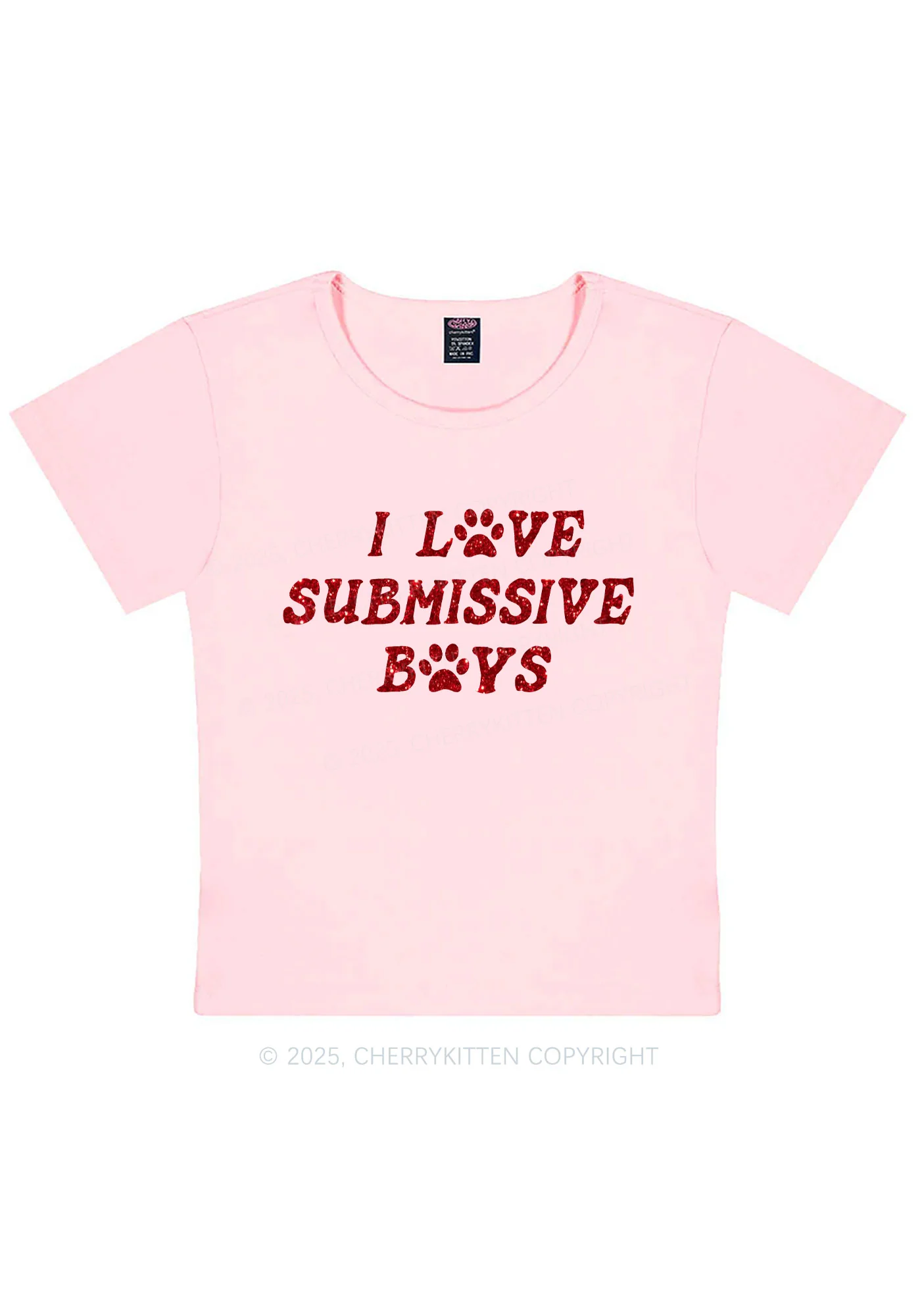 Glitter I Love S Boys Y2K Baby Tee Cherrykitten - Image 13