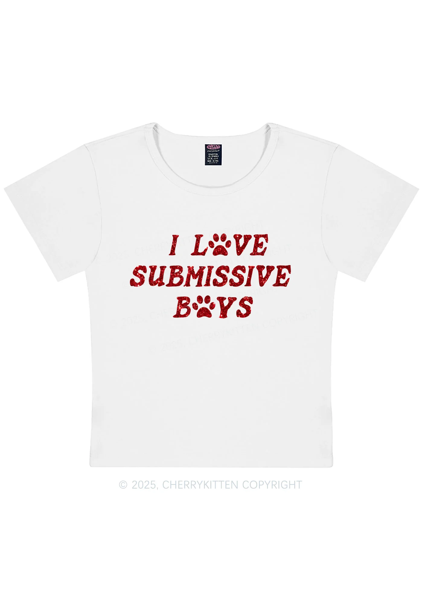 Glitter I Love S Boys Y2K Baby Tee Cherrykitten - Image 5
