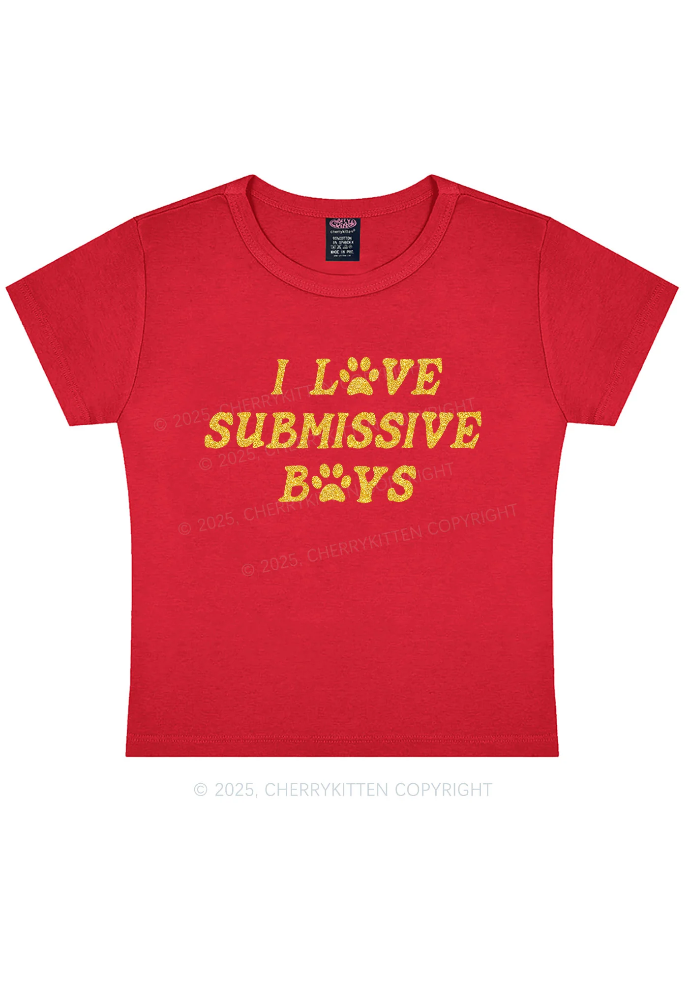 Glitter I Love S Boys Y2K Baby Tee Cherrykitten - Image 6