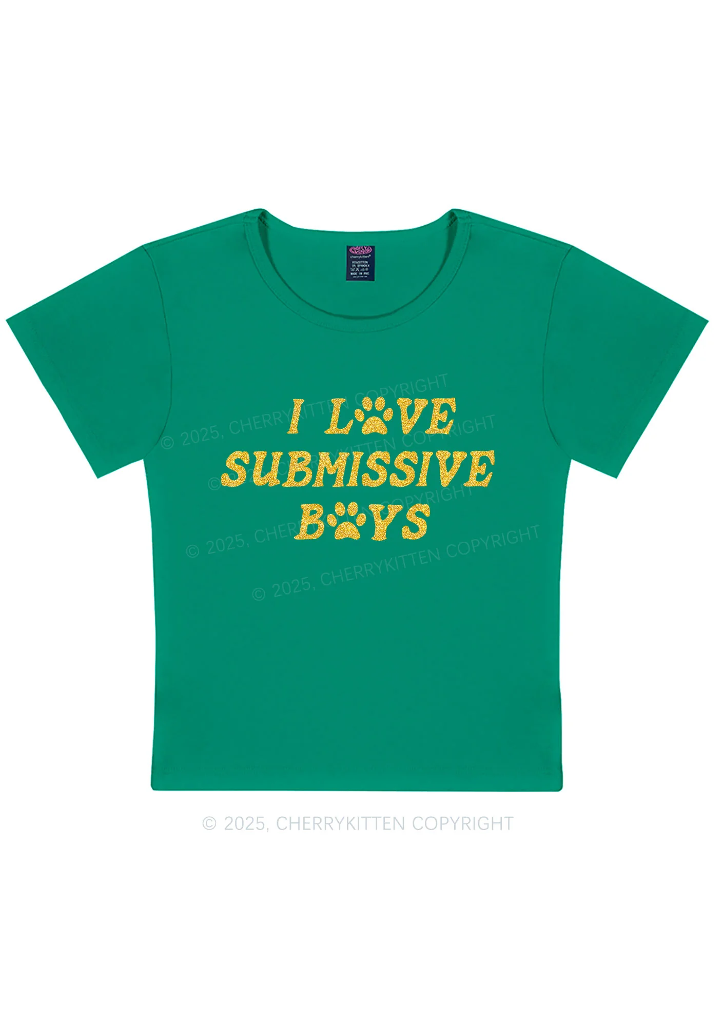 Glitter I Love S Boys Y2K Baby Tee Cherrykitten - Image 8