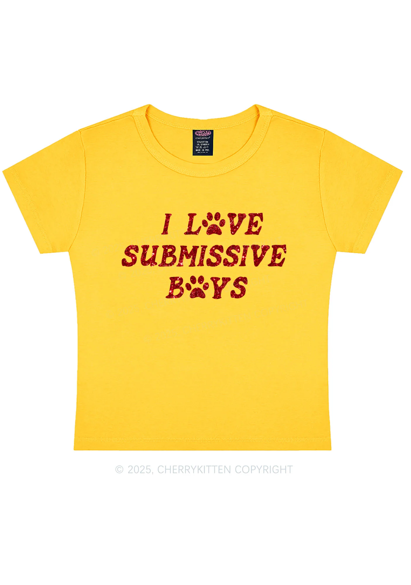 Glitter I Love S Boys Y2K Baby Tee Cherrykitten - Image 9
