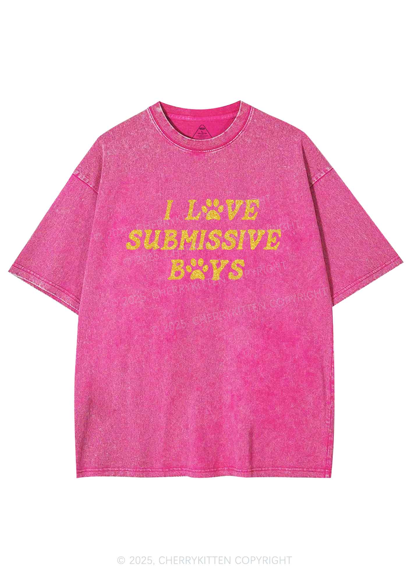 Glitter I Love S Boys Y2K Shirts Washed Tee Cherrykitten - Image 5