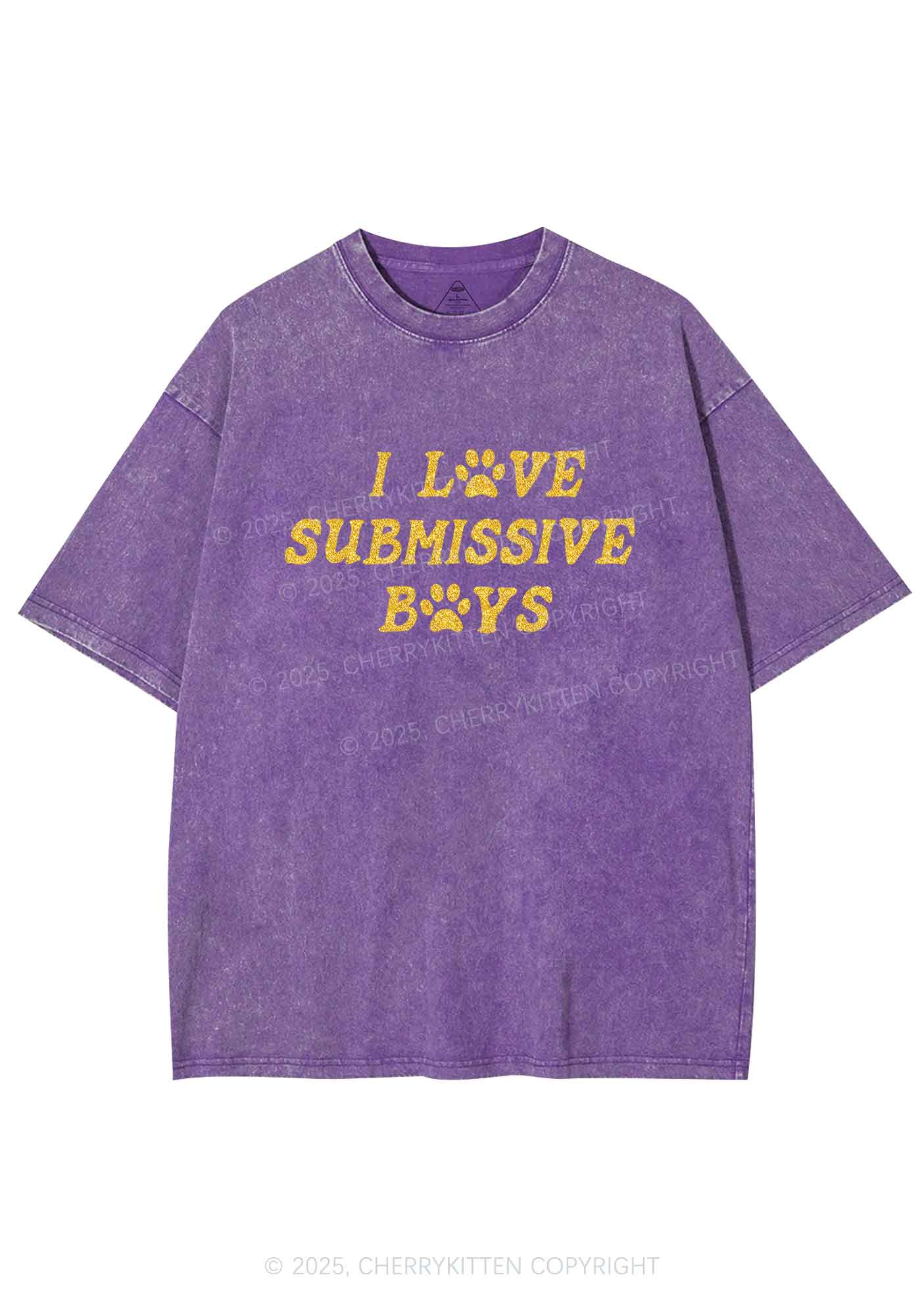 Glitter I Love S Boys Y2K Shirts Washed Tee Cherrykitten - Image 6