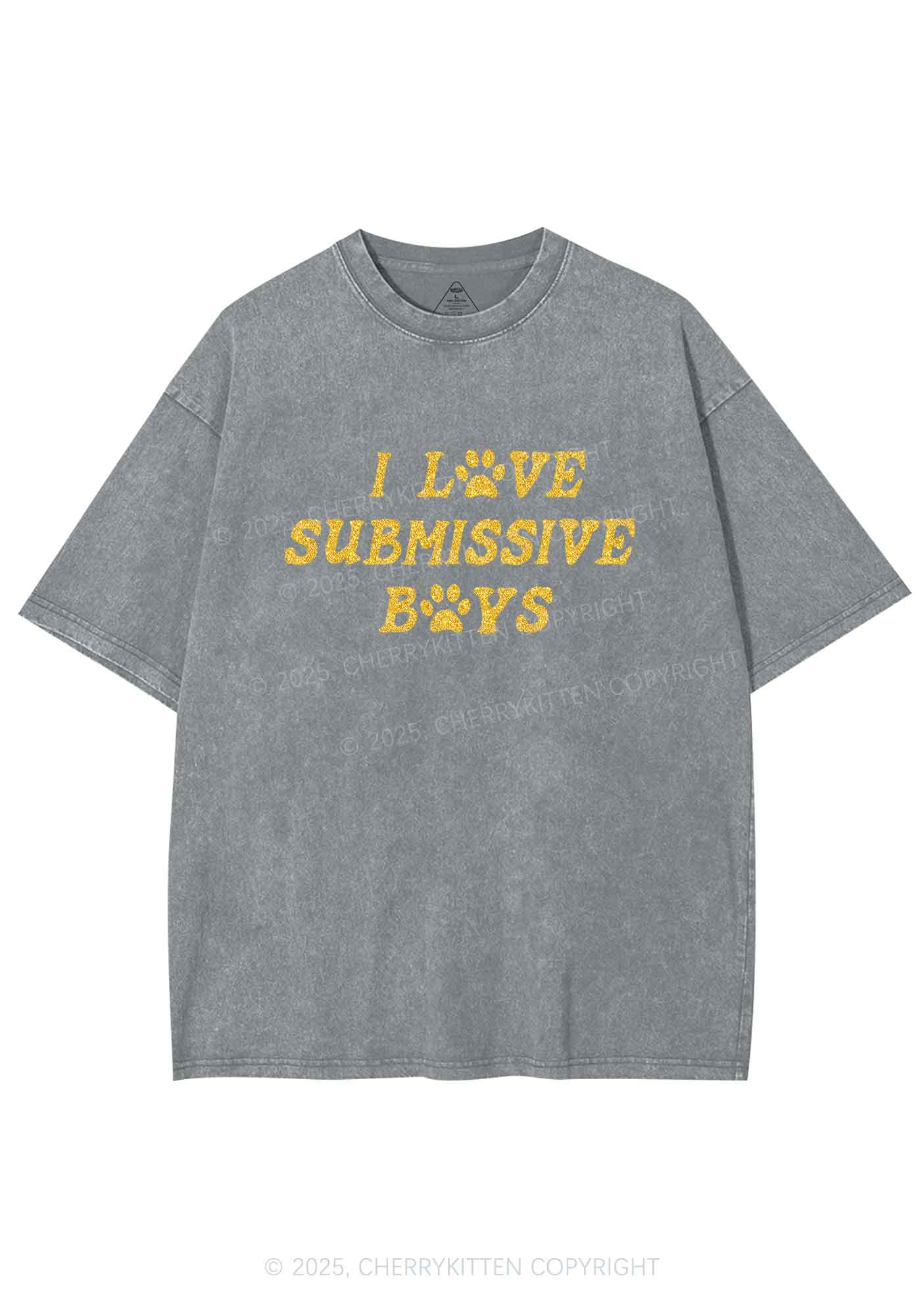 Glitter I Love S Boys Y2K Shirts Washed Tee Cherrykitten - Image 8