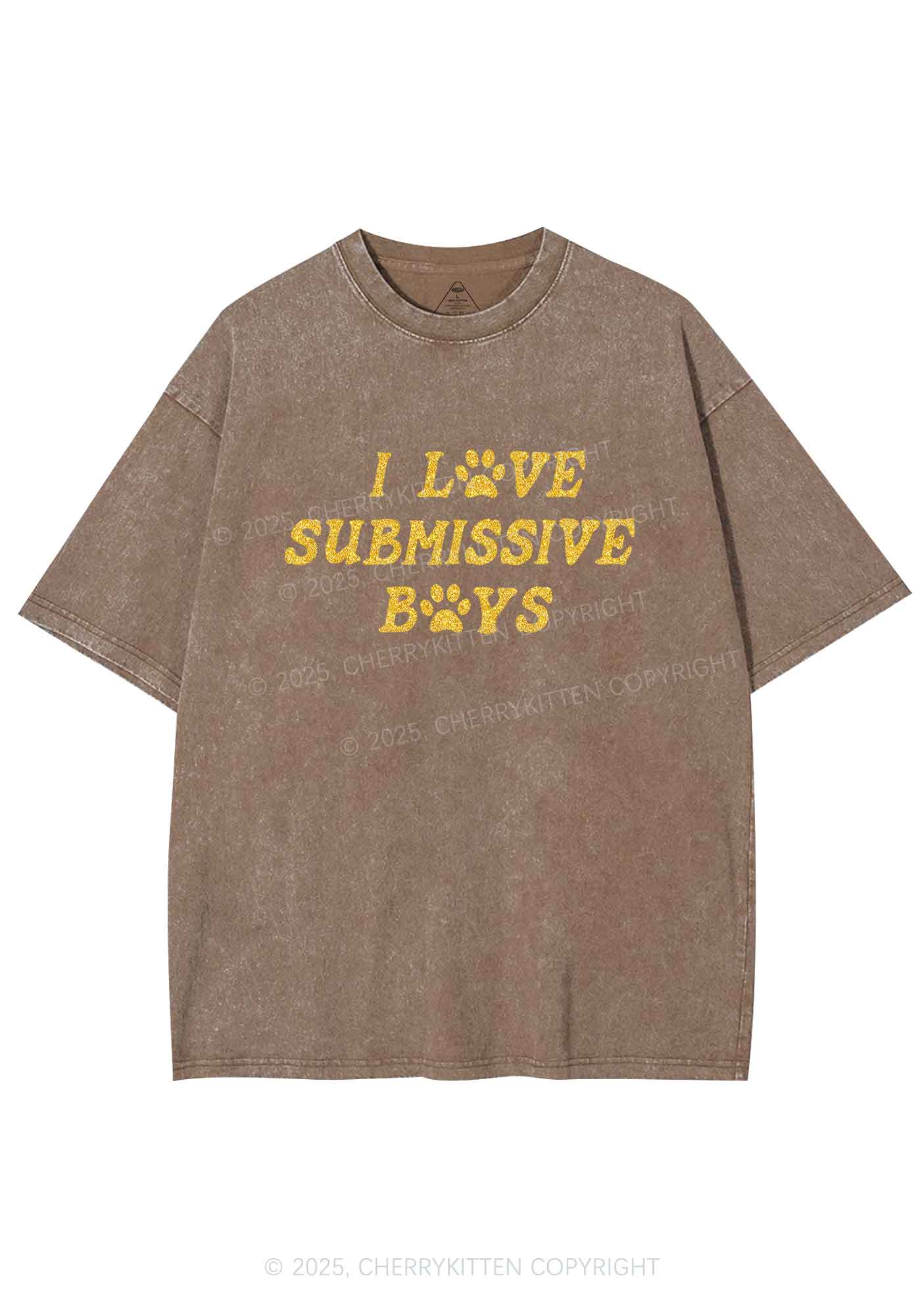 Glitter I Love S Boys Y2K Shirts Washed Tee Cherrykitten - Image 9