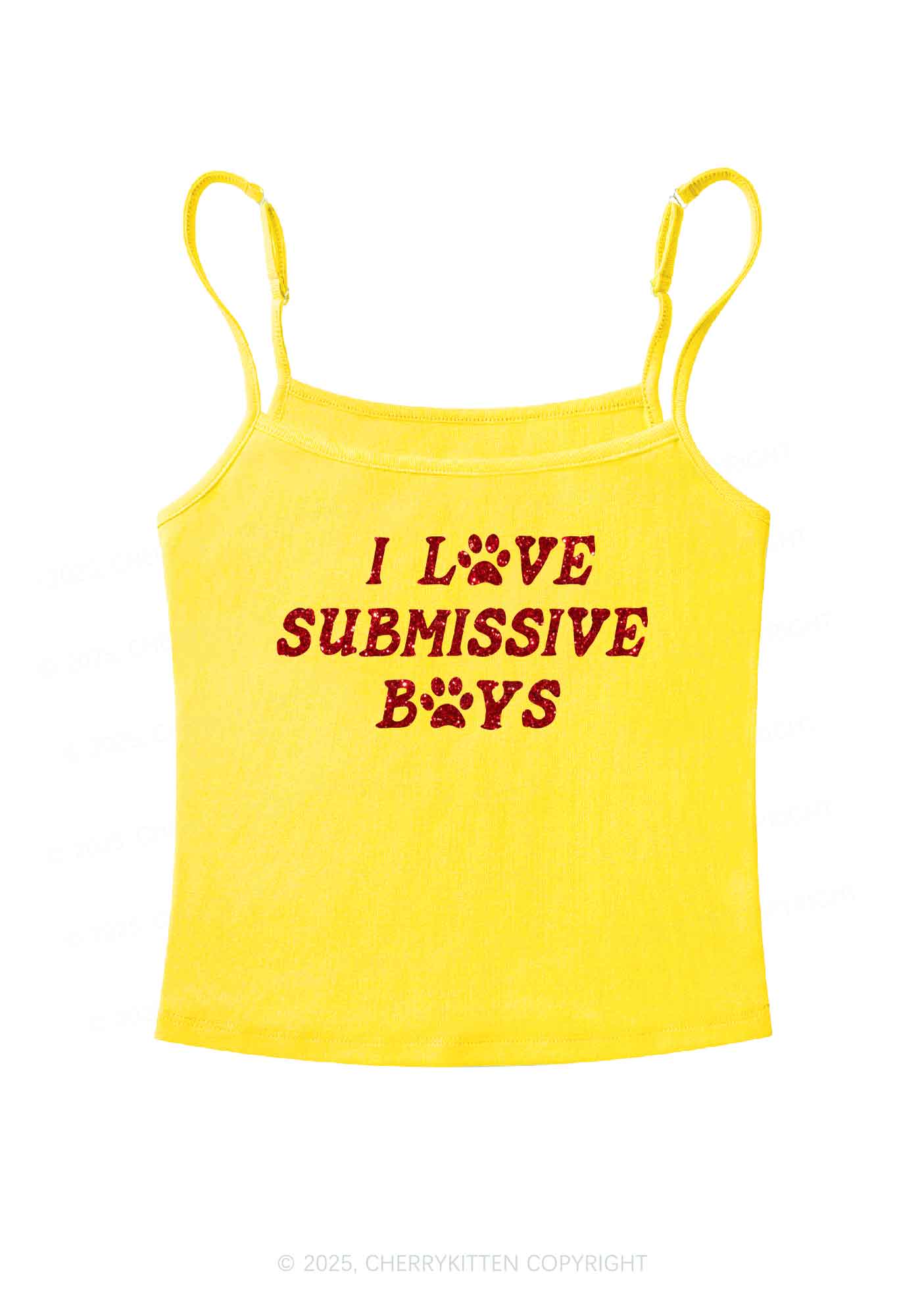 Glitter I Love S Boys Y2K Spaghetti Strap Cami Cherrykitten - Image 8