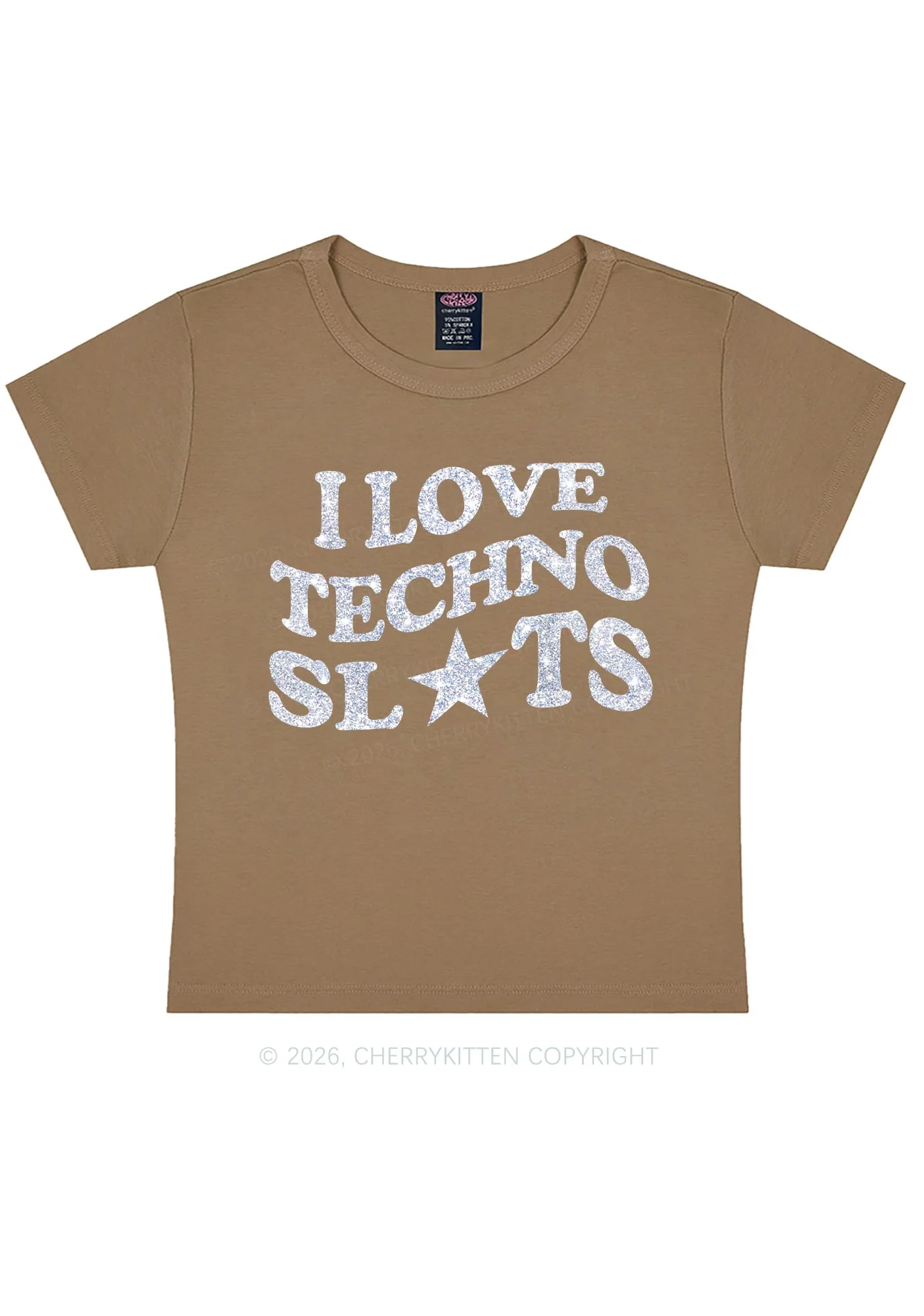 Glitter I Love Techno Slxts Y2K Baby Tee Cherrykitten - Image 10