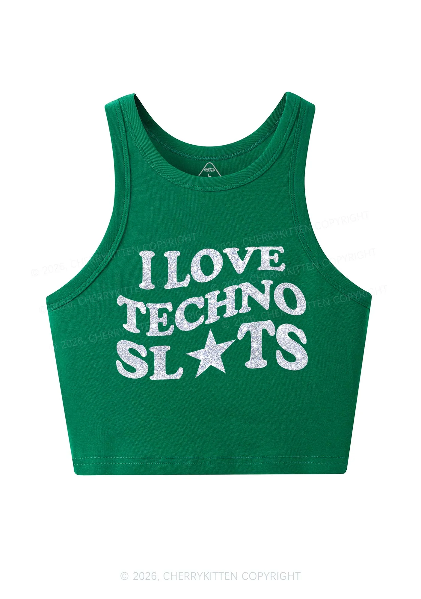 Glitter I Love Techno Slxts Y2K Crop Tank Top Cherrykitten - Image 11