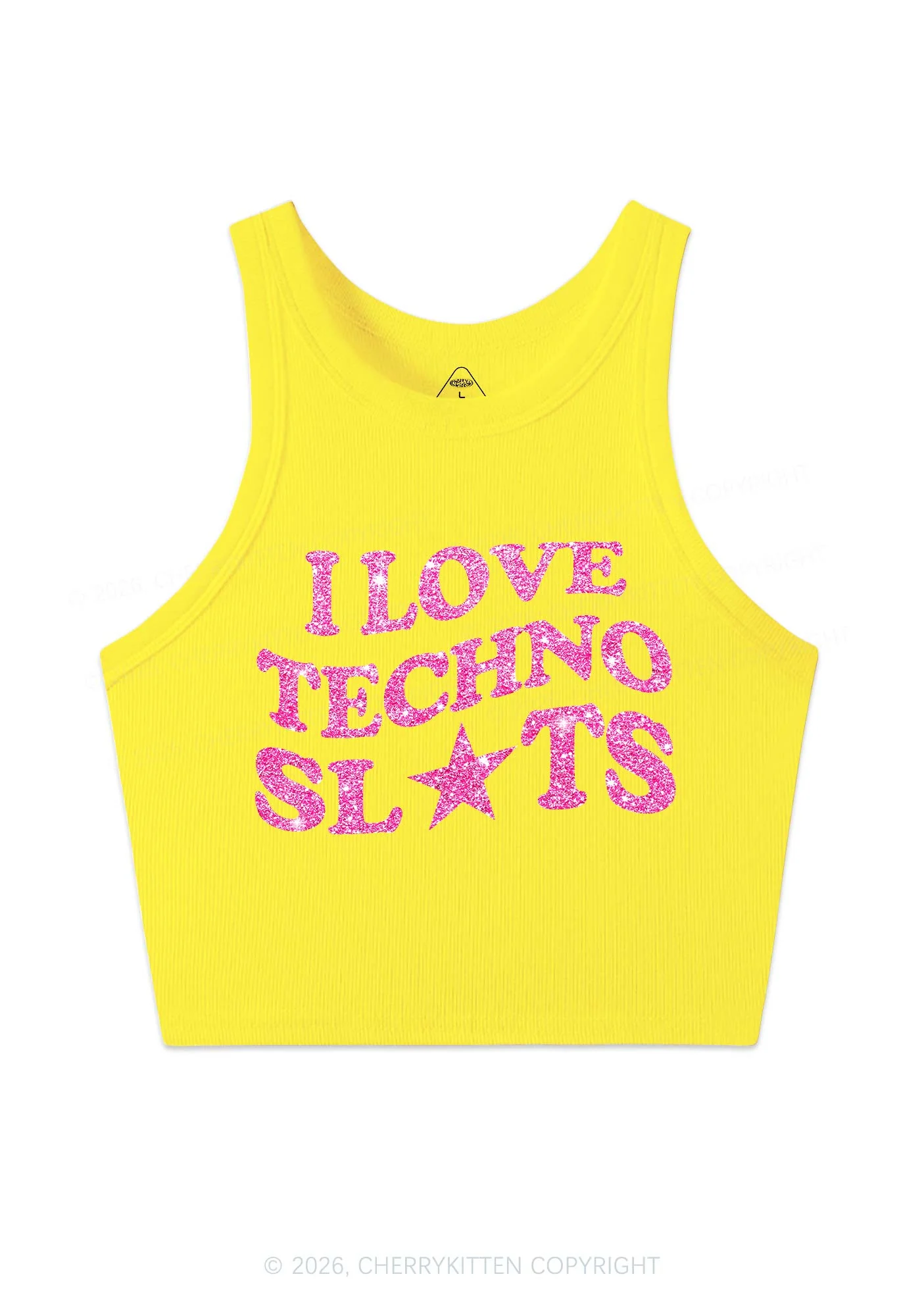 Glitter I Love Techno Slxts Y2K Crop Tank Top Cherrykitten - Image 13