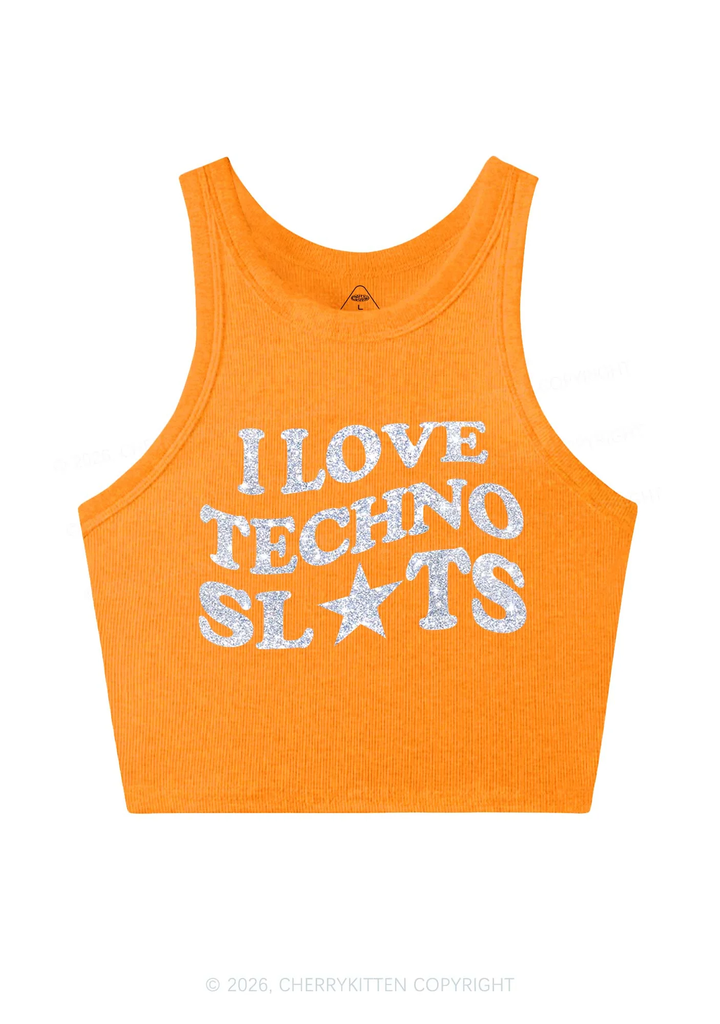Glitter I Love Techno Slxts Y2K Crop Tank Top Cherrykitten - Image 14