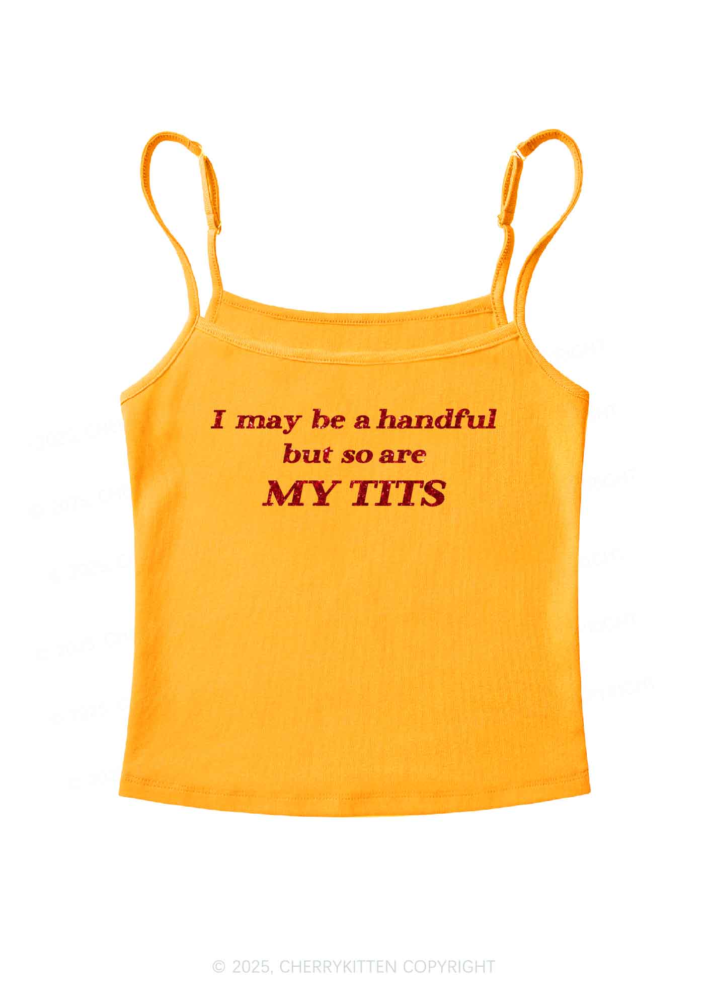 Glitter I May Be A Handful Y2K Spaghetti Strap Cami Cherrykitten - Image 5