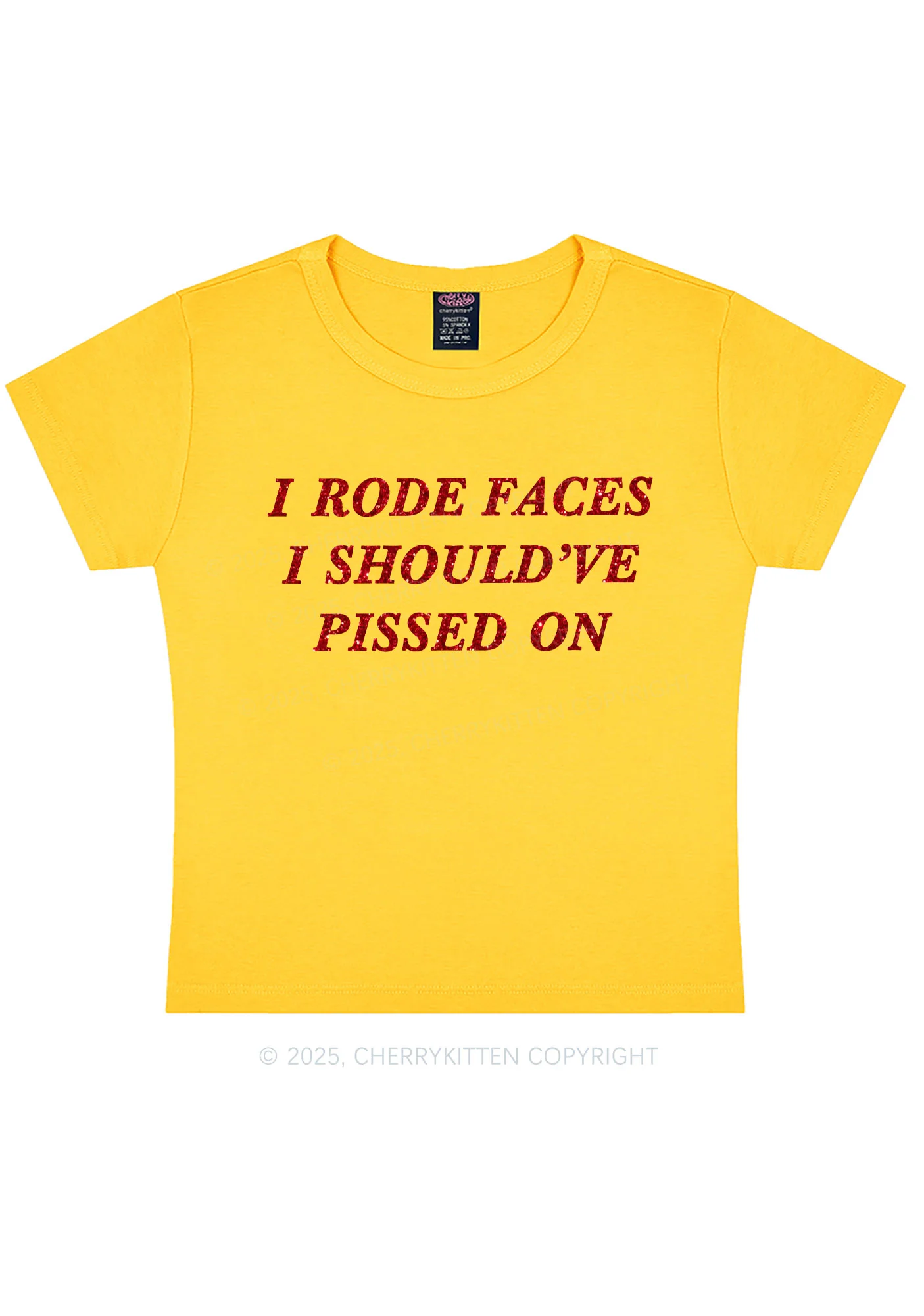 Glitter I Rode Faces Y2K Baby Tee Cherrykitten - Image 10
