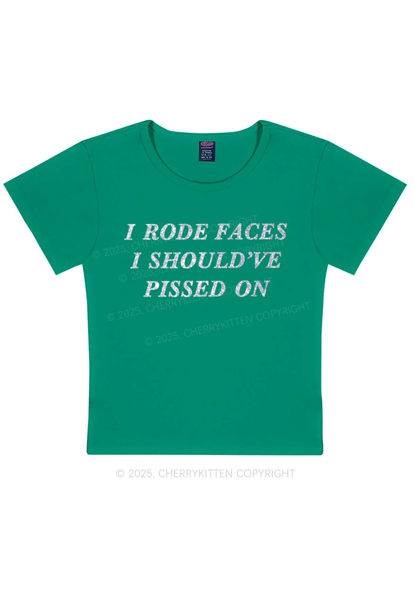Glitter I Rode Faces Y2K Baby Tee Cherrykitten - Image 11