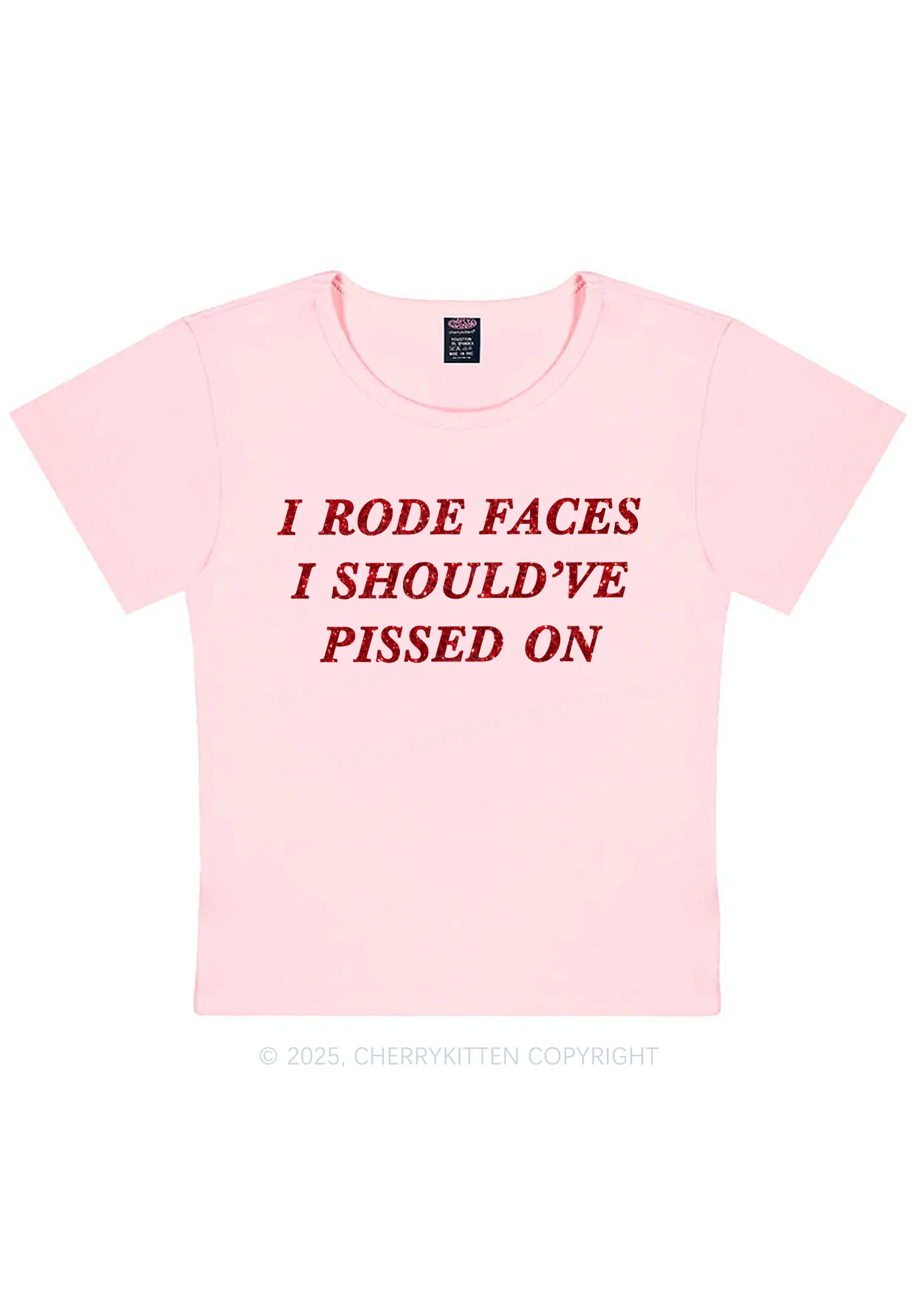 Glitter I Rode Faces Y2K Baby Tee Cherrykitten - Image 12