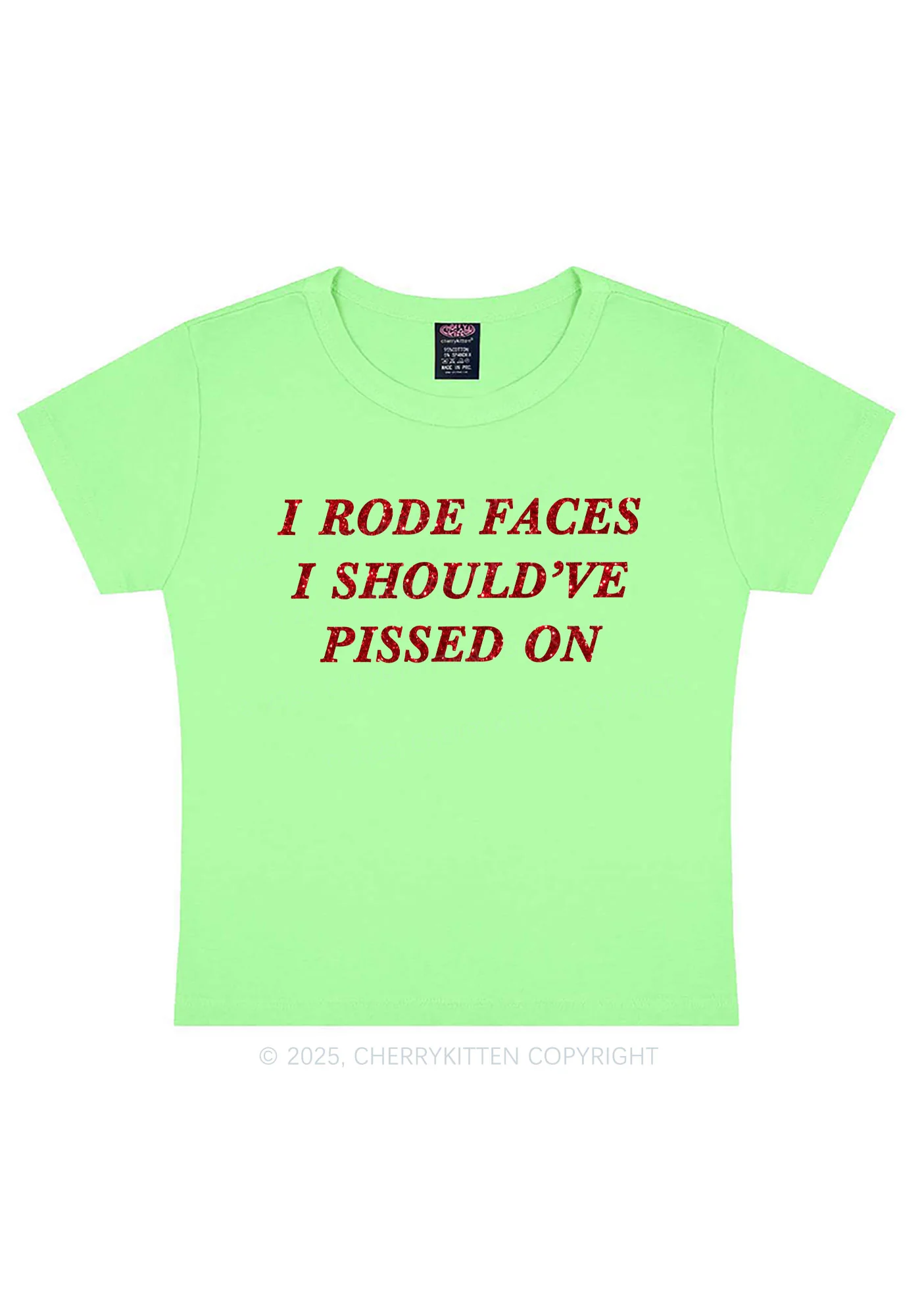 Glitter I Rode Faces Y2K Baby Tee Cherrykitten - Image 13
