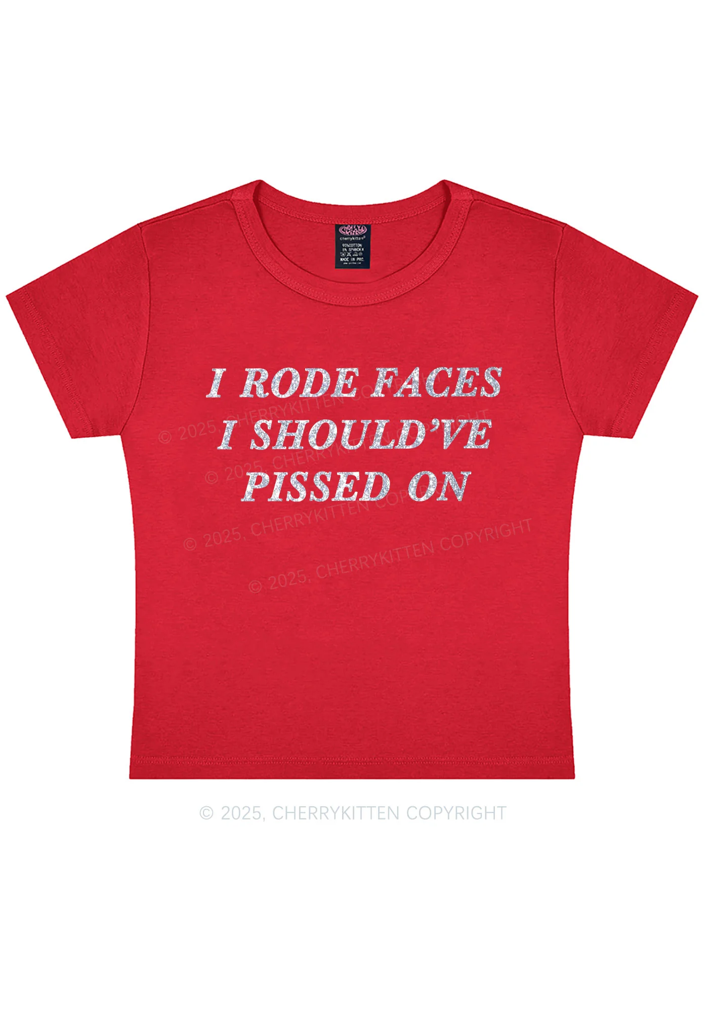 Glitter I Rode Faces Y2K Baby Tee Cherrykitten - Image 6
