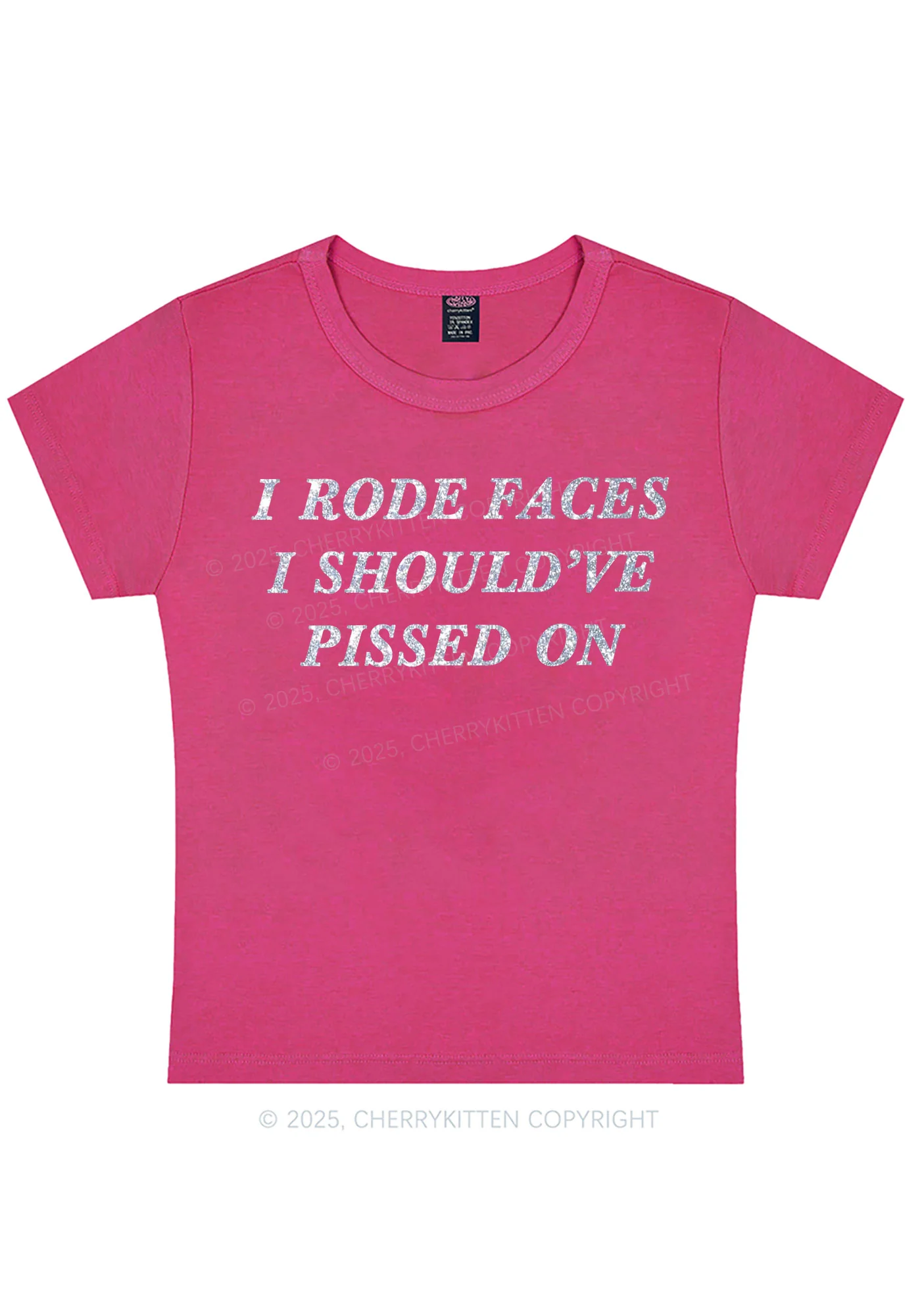 Glitter I Rode Faces Y2K Baby Tee Cherrykitten - Image 8