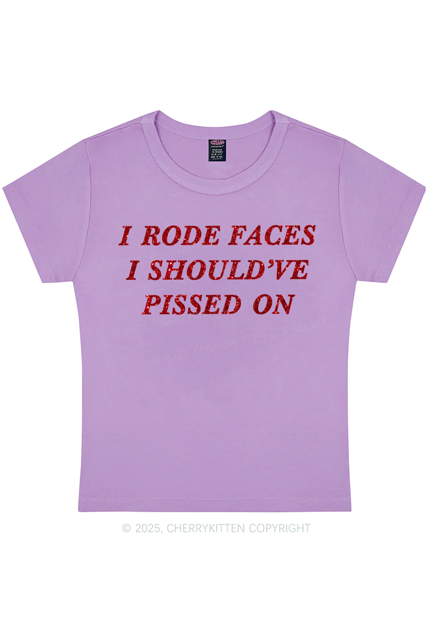 Glitter I Rode Faces Y2K Baby Tee Cherrykitten - Image 9