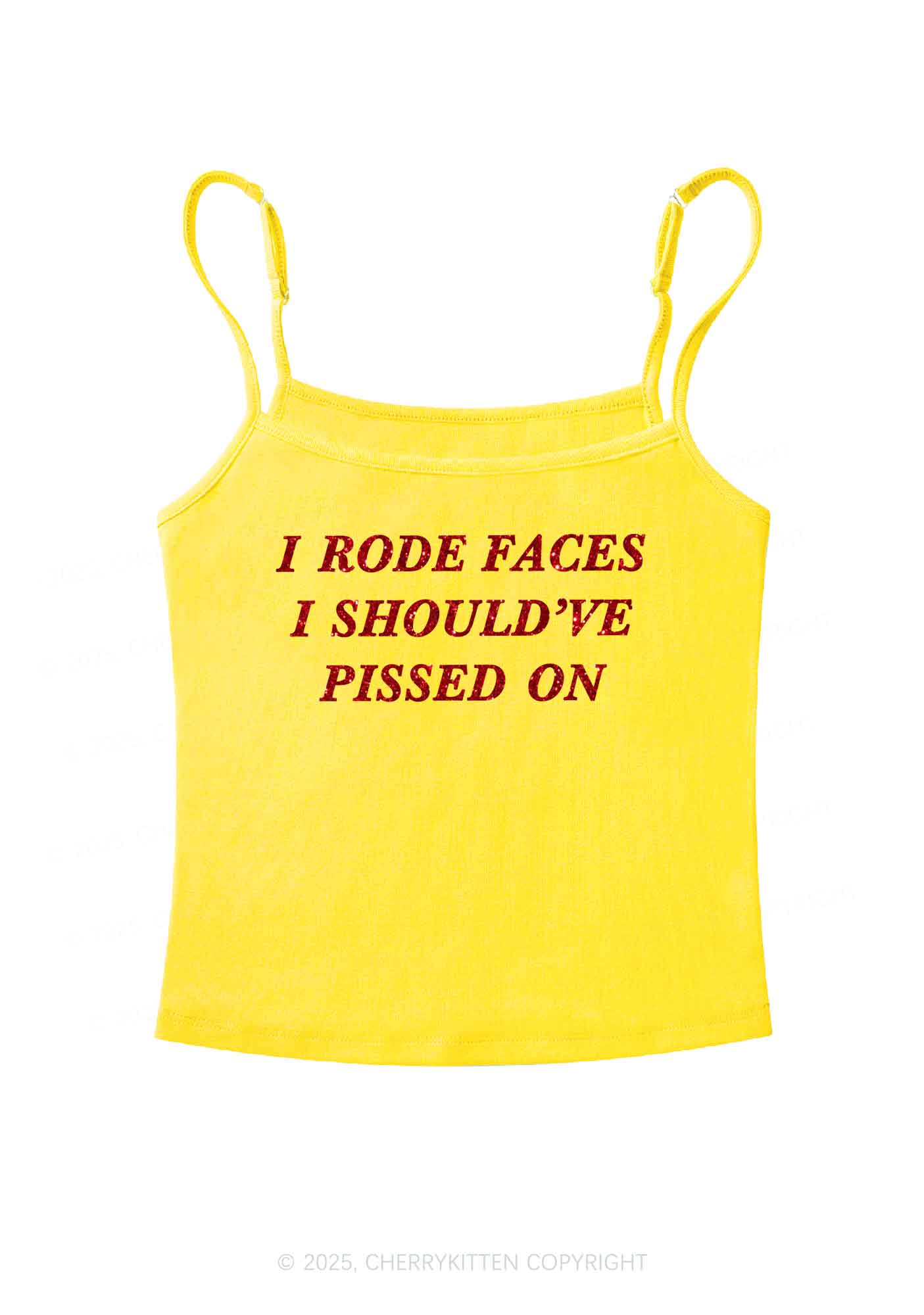 Glitter I Rode Faces Y2K Spaghetti Strap Cami Cherrykitten - Image 5