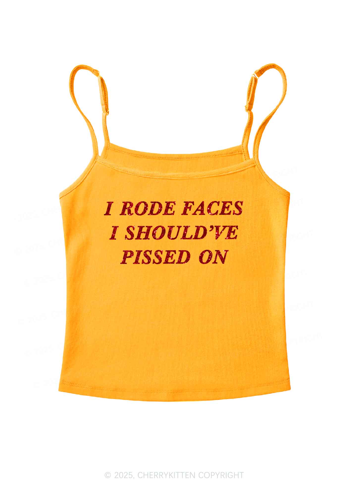 Glitter I Rode Faces Y2K Spaghetti Strap Cami Cherrykitten - Image 8