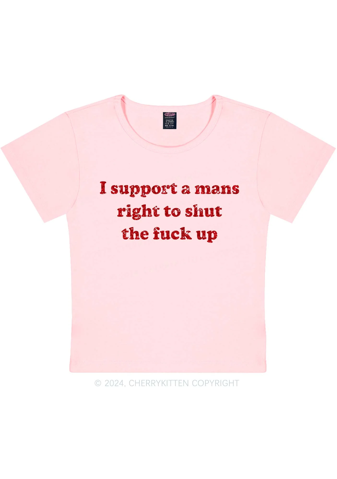 Glitter I Support A Mans Right Y2K Baby Tee Cherrykitten - Image 10