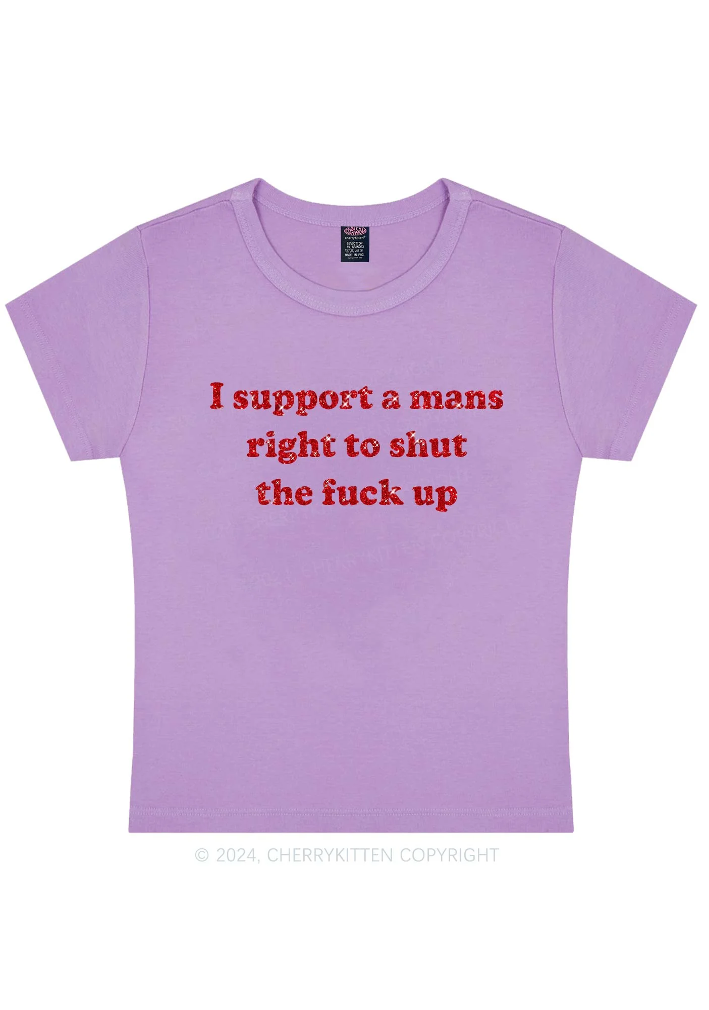 Glitter I Support A Mans Right Y2K Baby Tee Cherrykitten - Image 11
