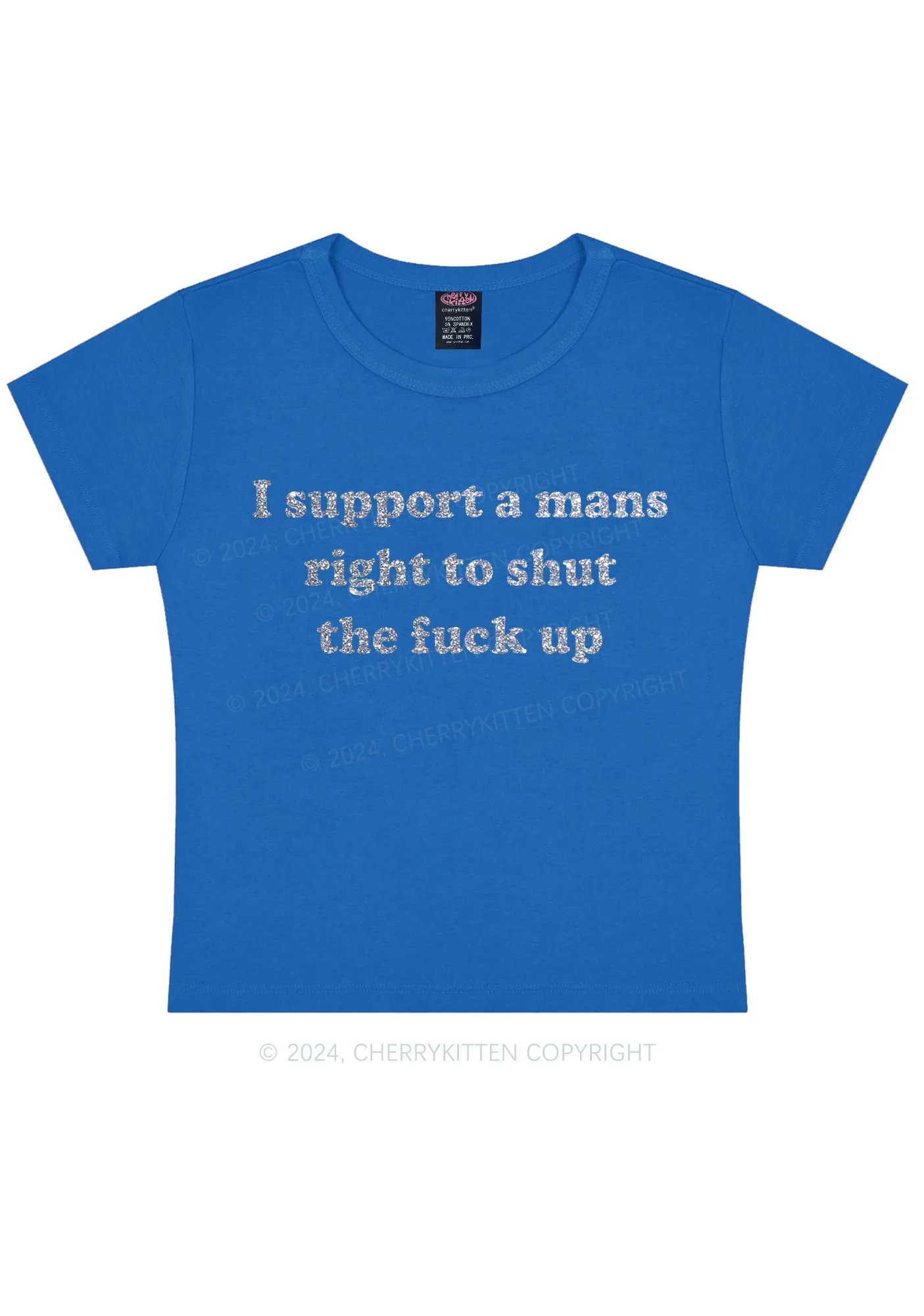 Glitter I Support A Mans Right Y2K Baby Tee Cherrykitten - Image 7