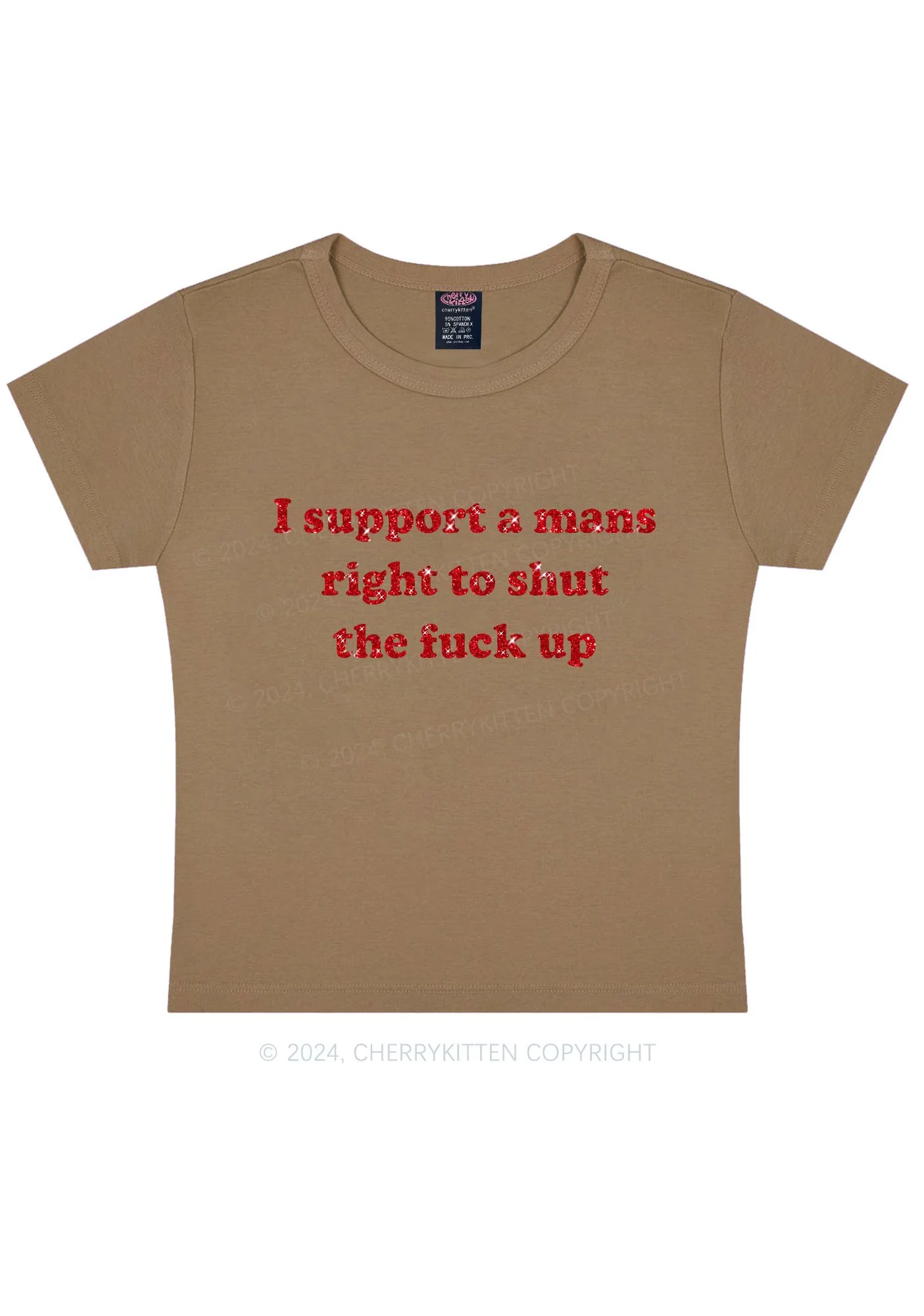 Glitter I Support A Mans Right Y2K Baby Tee Cherrykitten - Image 8