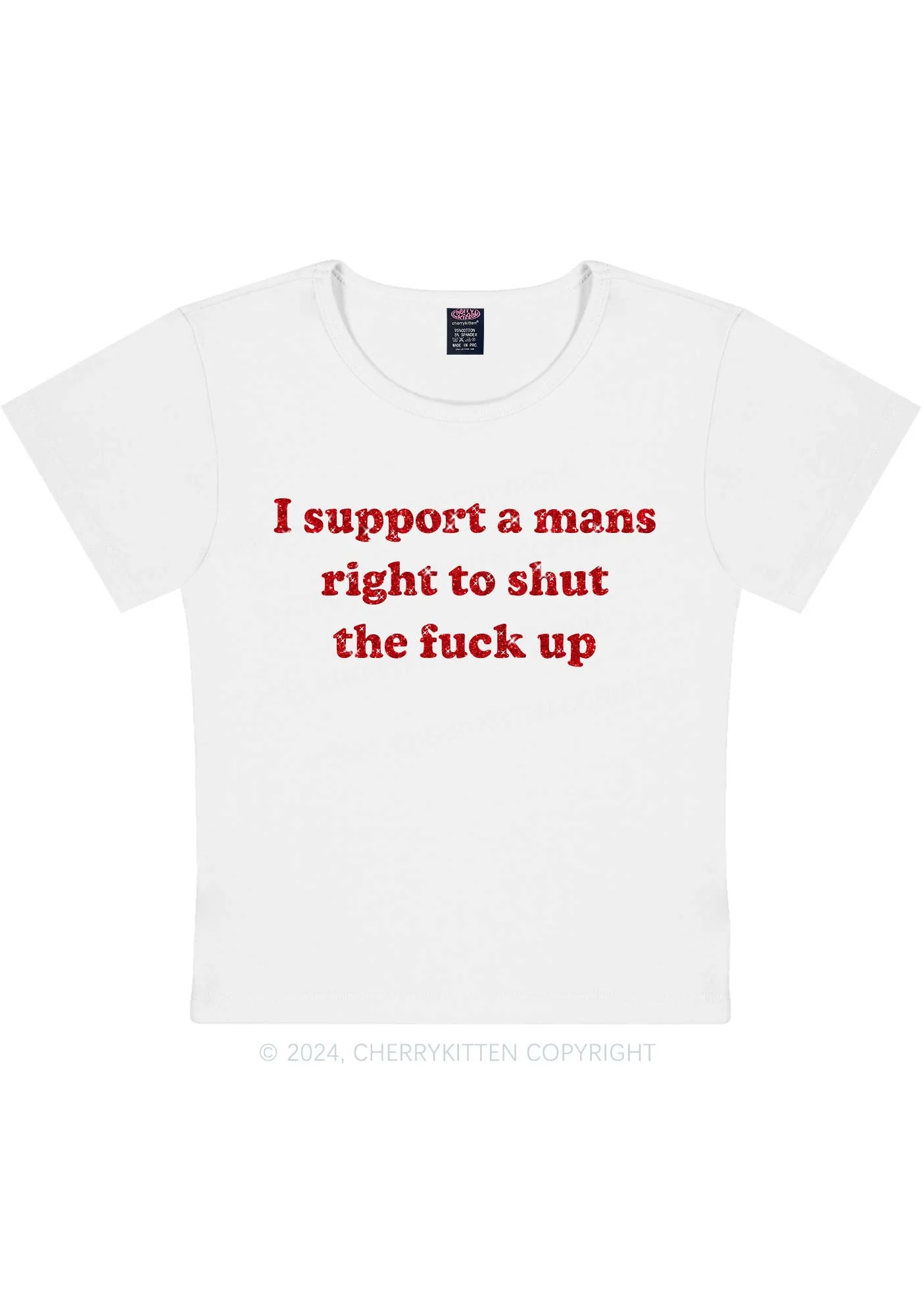 Glitter I Support A Mans Right Y2K Baby Tee Cherrykitten - Image 9