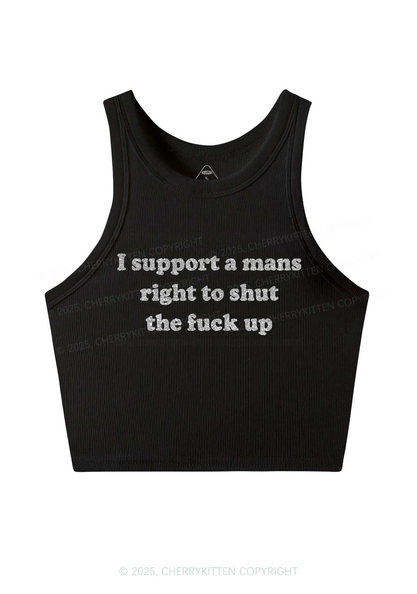 Glitter I Support A Mans Right Y2K Crop Tank Top Cherrykitten - Image 4