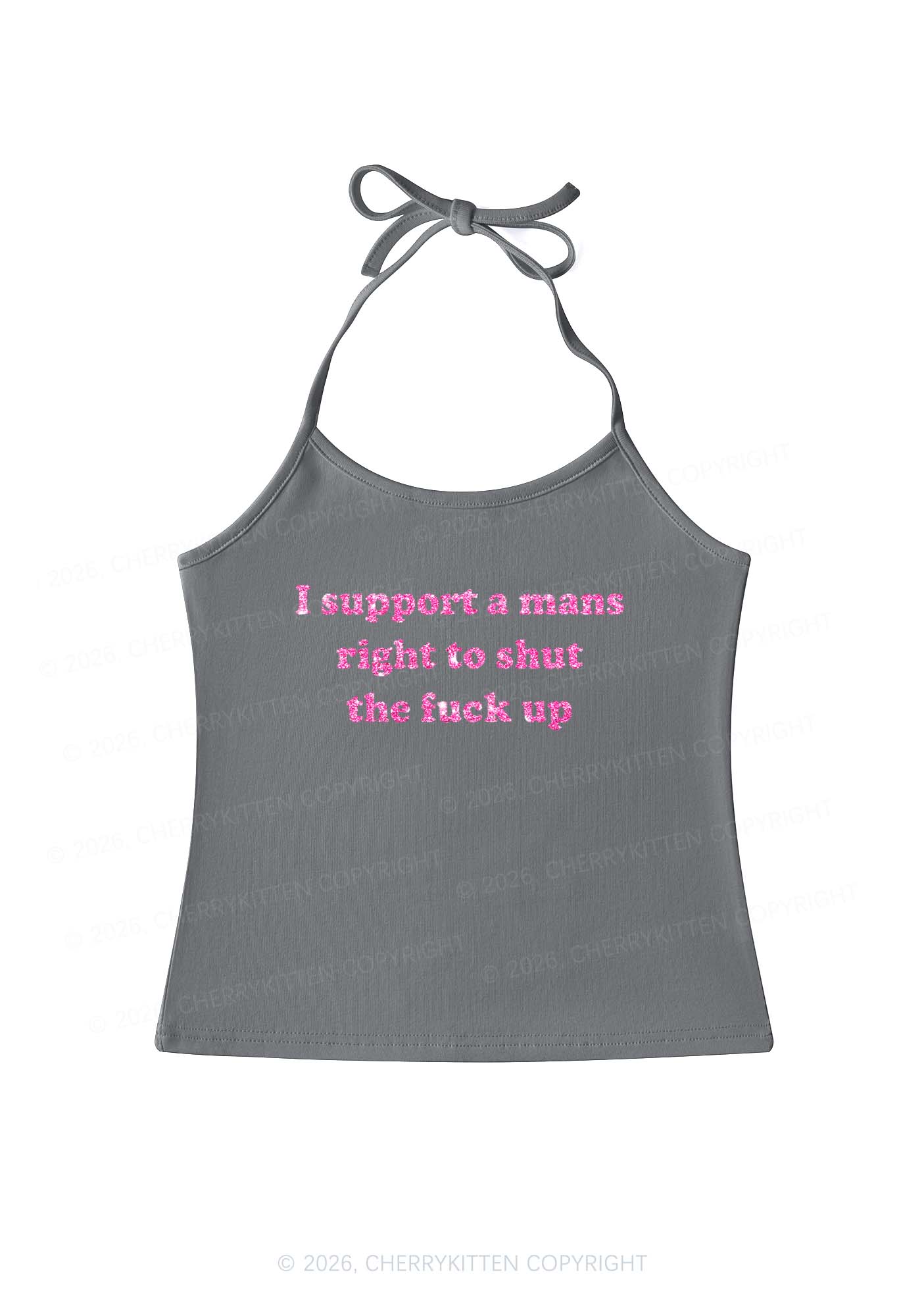 Glitter I Support A Mans Right Y2K Halter Neck Cami Cherrykitten - Image 10
