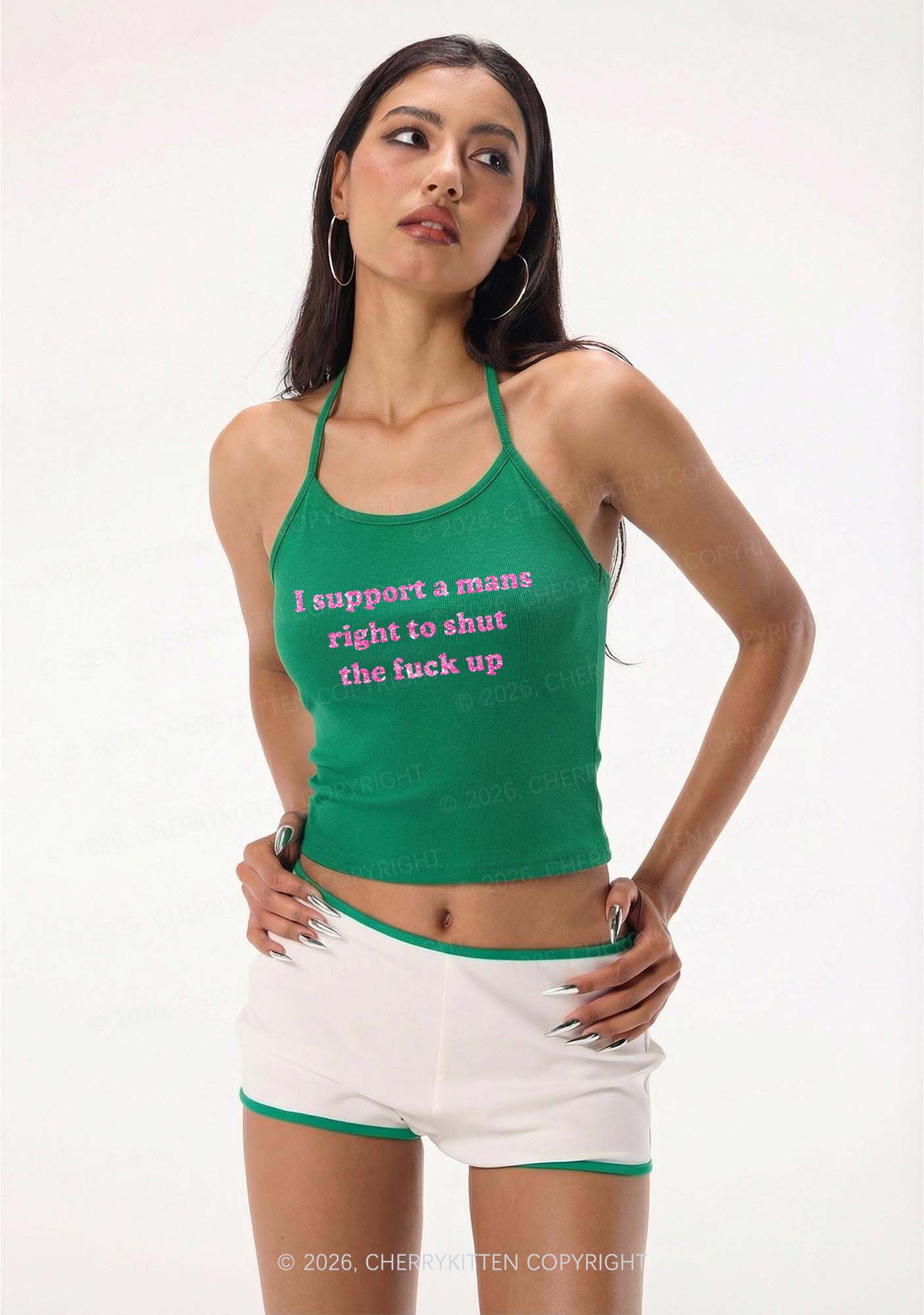 Glitter I Support A Mans Right Y2K Halter Neck Cami Cherrykitten - Image 3