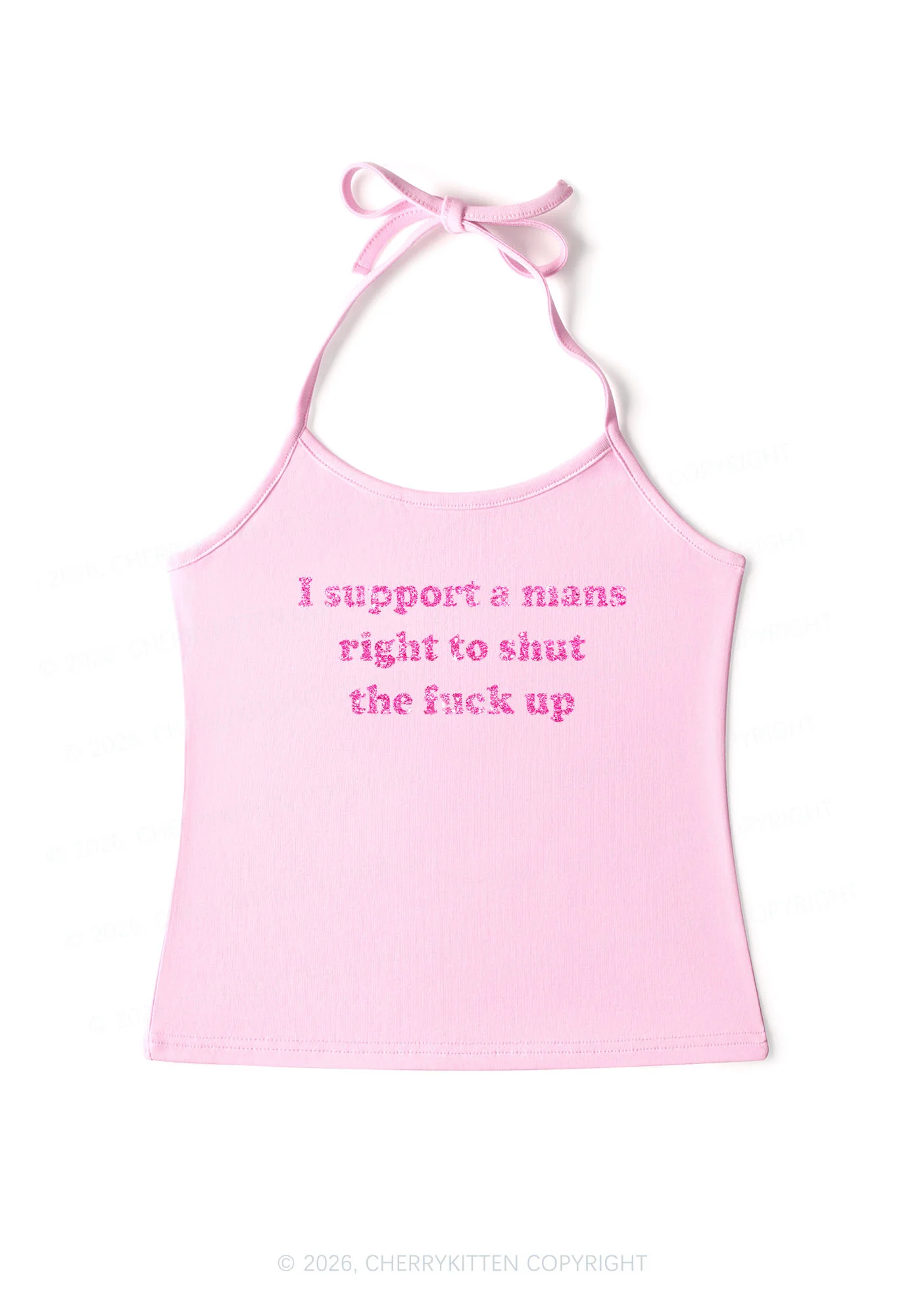 Glitter I Support A Mans Right Y2K Halter Neck Cami Cherrykitten - Image 4