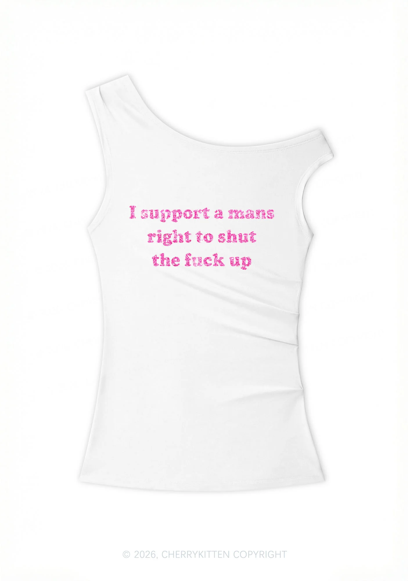 Glitter I Support A Mans Right Y2K Off Shoulder Tank Top Cherrykitten - Image 4