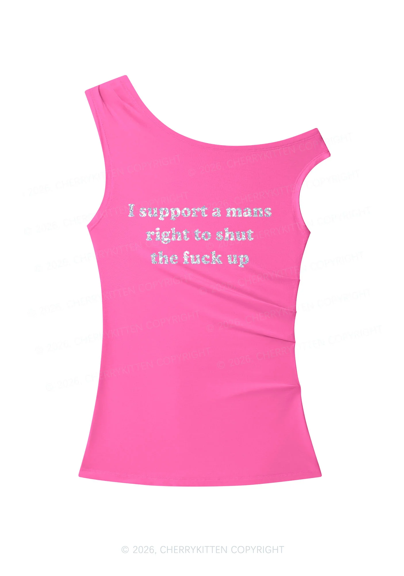 Glitter I Support A Mans Right Y2K Off Shoulder Tank Top Cherrykitten - Image 5
