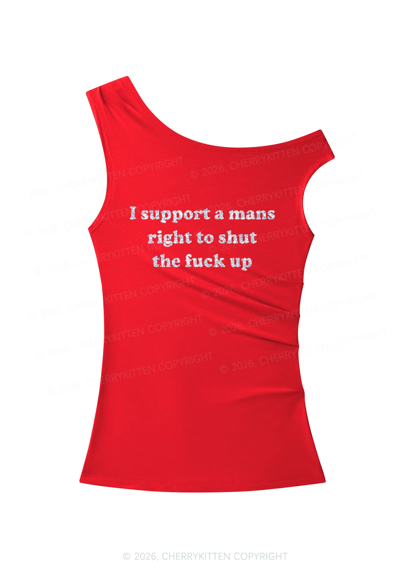 Glitter I Support A Mans Right Y2K Off Shoulder Tank Top Cherrykitten - Image 6