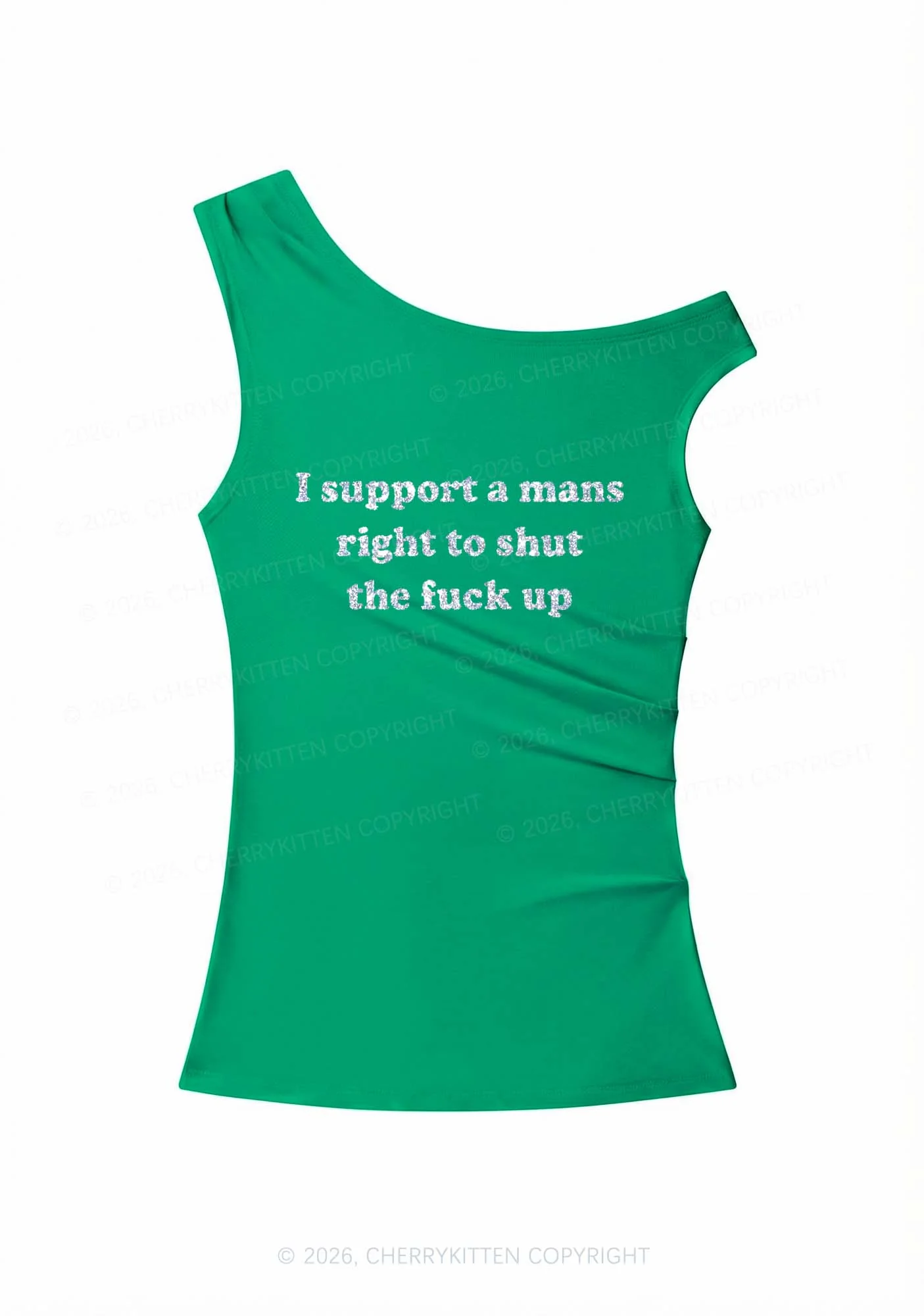 Glitter I Support A Mans Right Y2K Off Shoulder Tank Top Cherrykitten - Image 8