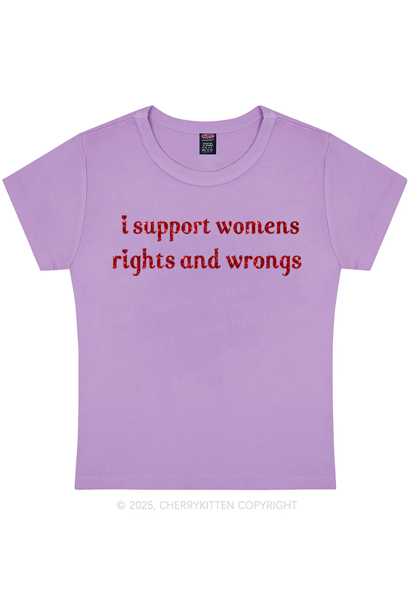 Glitter I Support Women Y2K Baby Tee Cherrykitten - Image 7