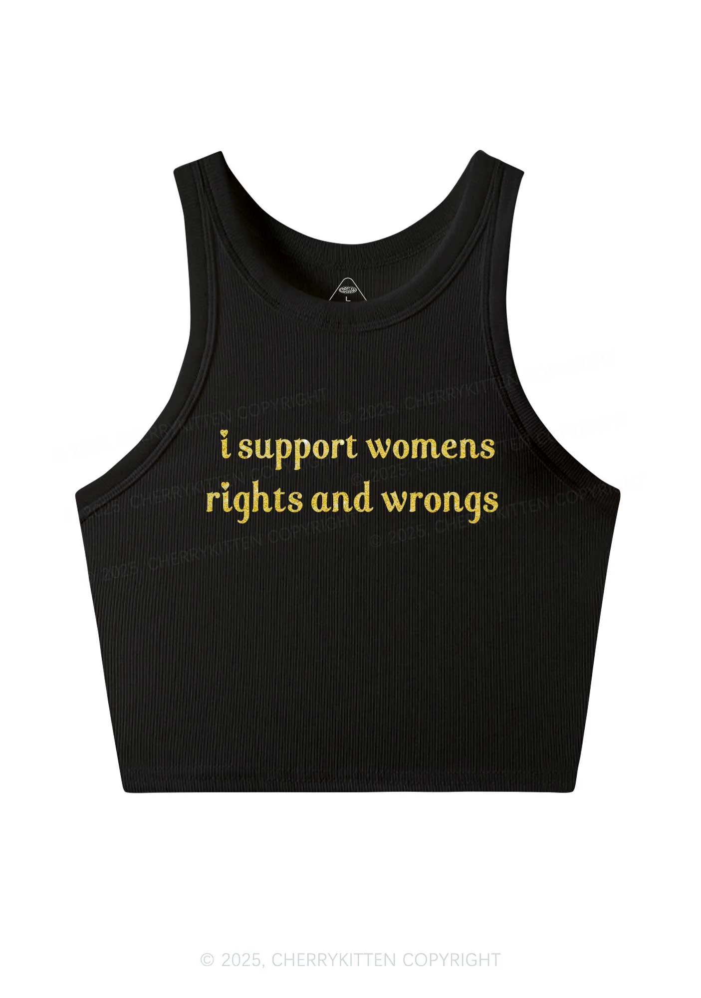 Glitter I Support Women Y2K Crop Tank Top Cherrykitten - Image 4