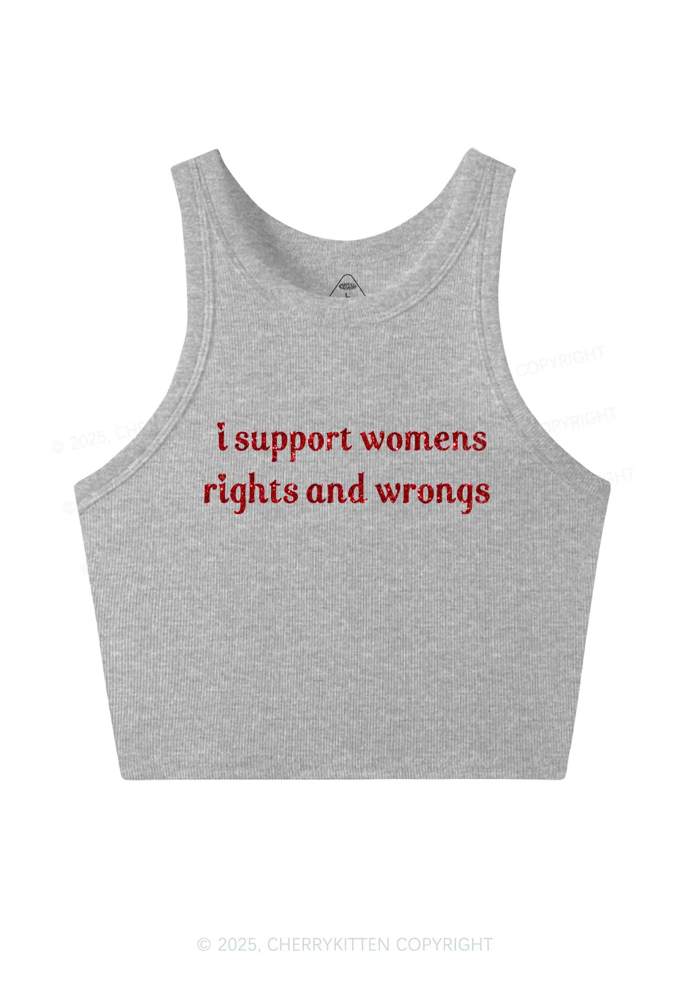 Glitter I Support Women Y2K Crop Tank Top Cherrykitten - Image 5