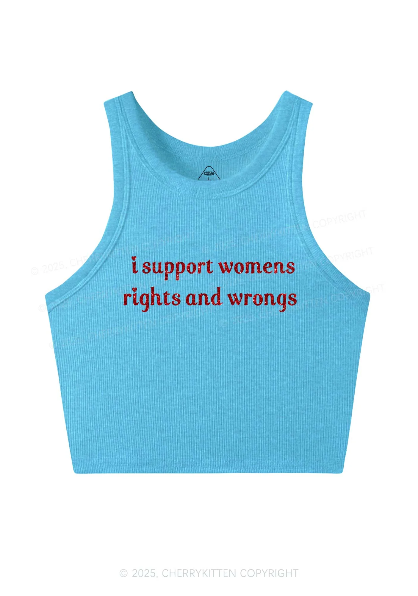 Glitter I Support Women Y2K Crop Tank Top Cherrykitten - Image 6
