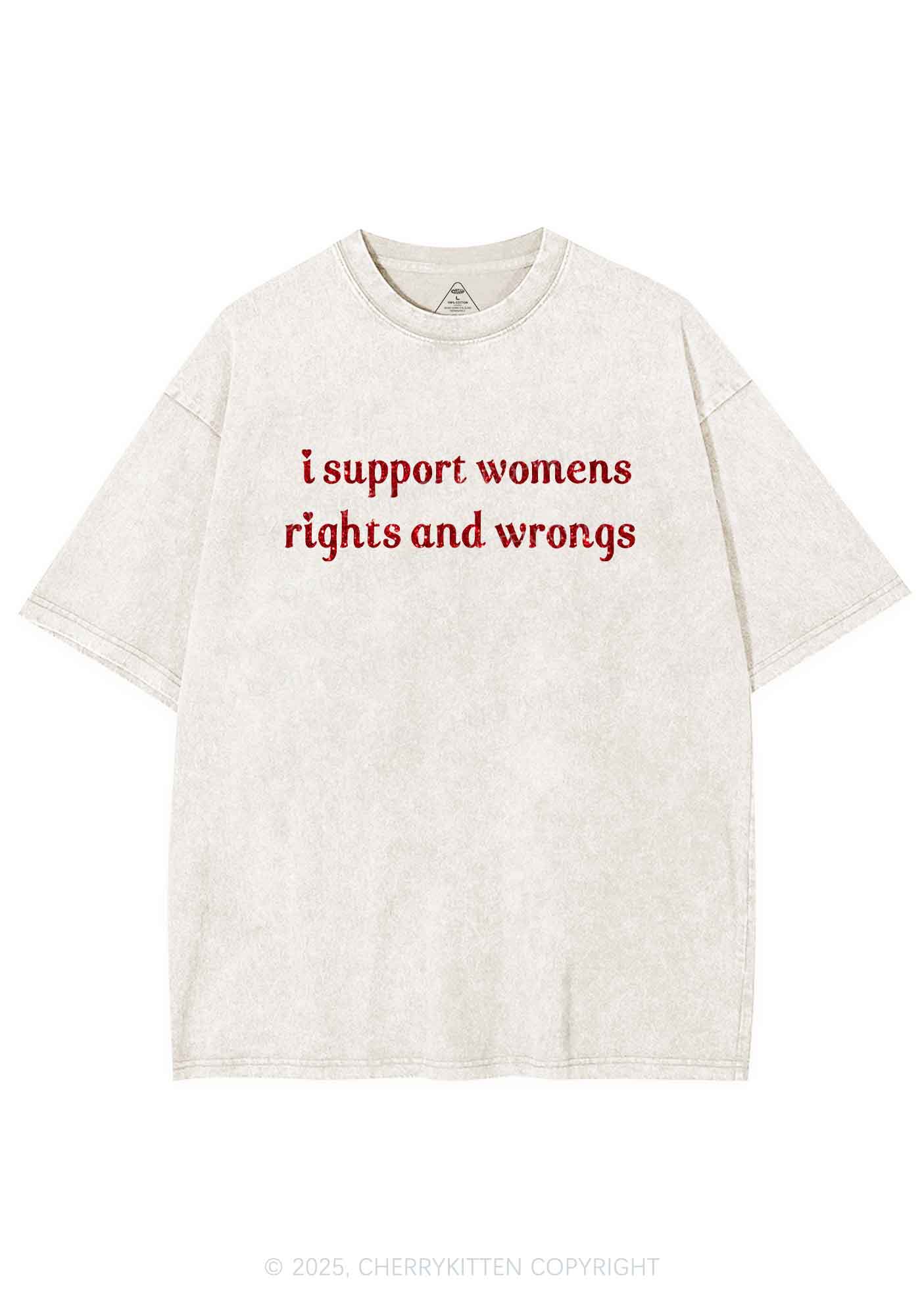 Glitter I Support Women Y2K Shirts Washed Tee Cherrykitten - Image 4