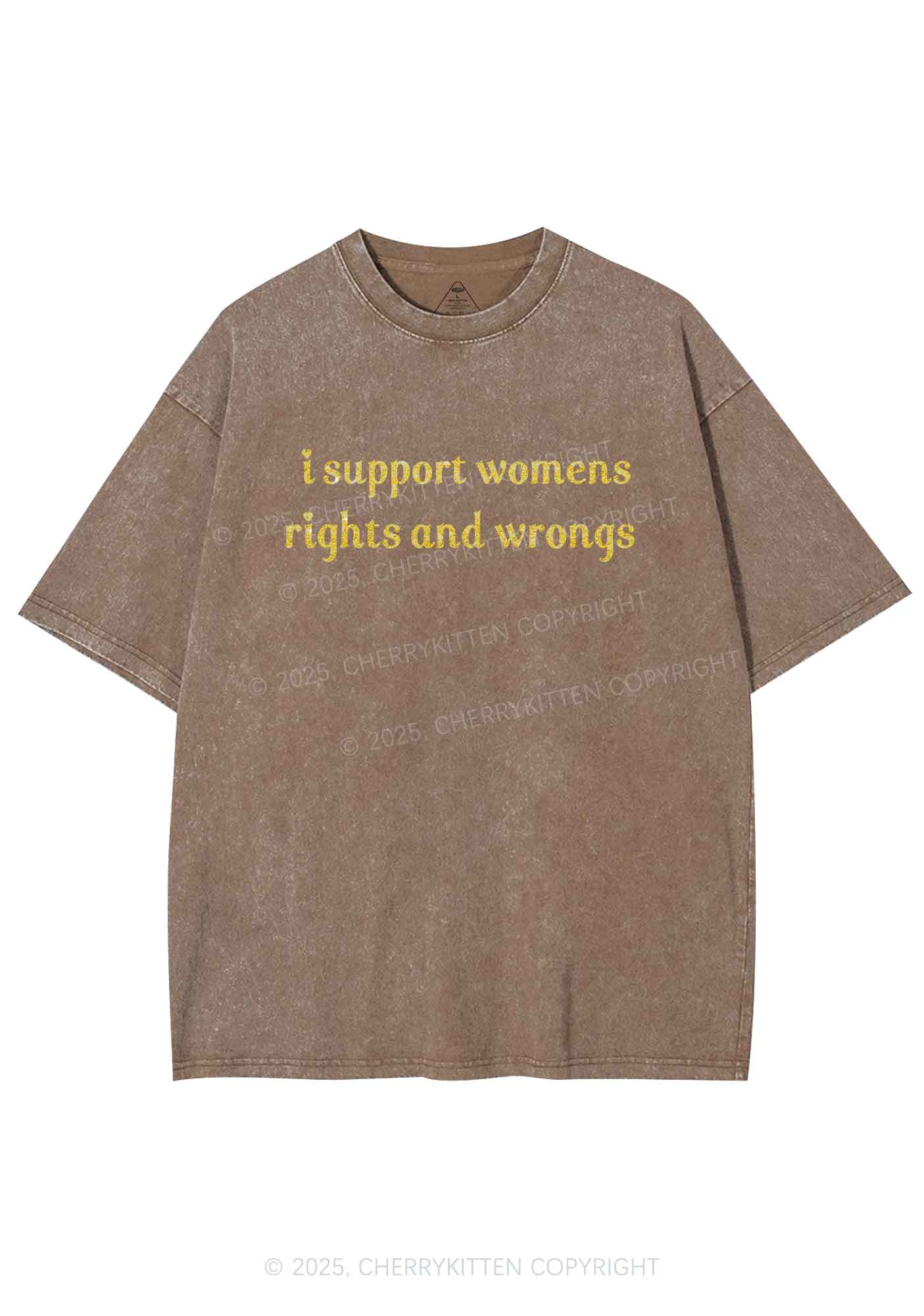 Glitter I Support Women Y2K Shirts Washed Tee Cherrykitten - Image 8