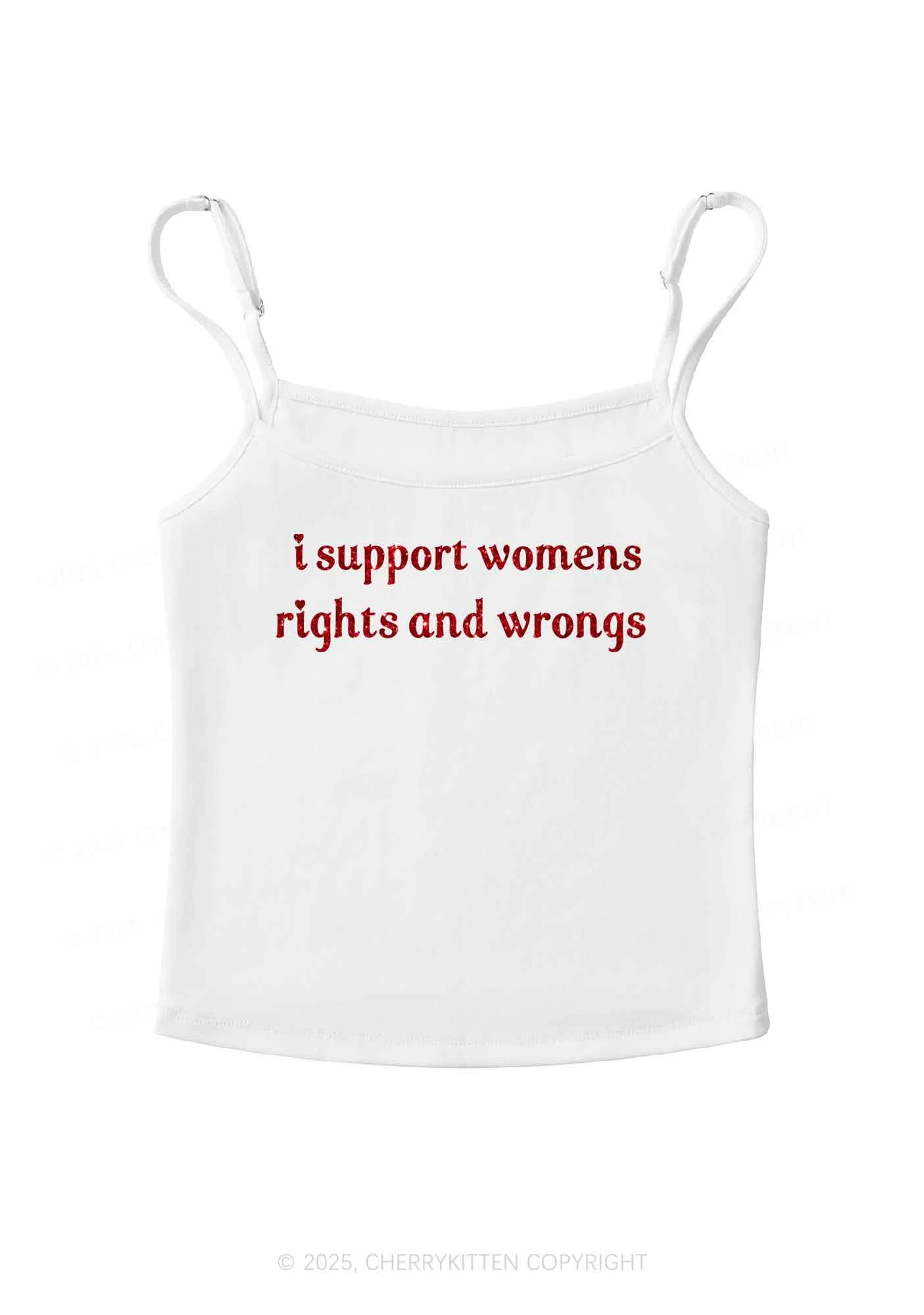 Glitter I Support Women Y2K Spaghetti Strap Cami Cherrykitten - Image 4